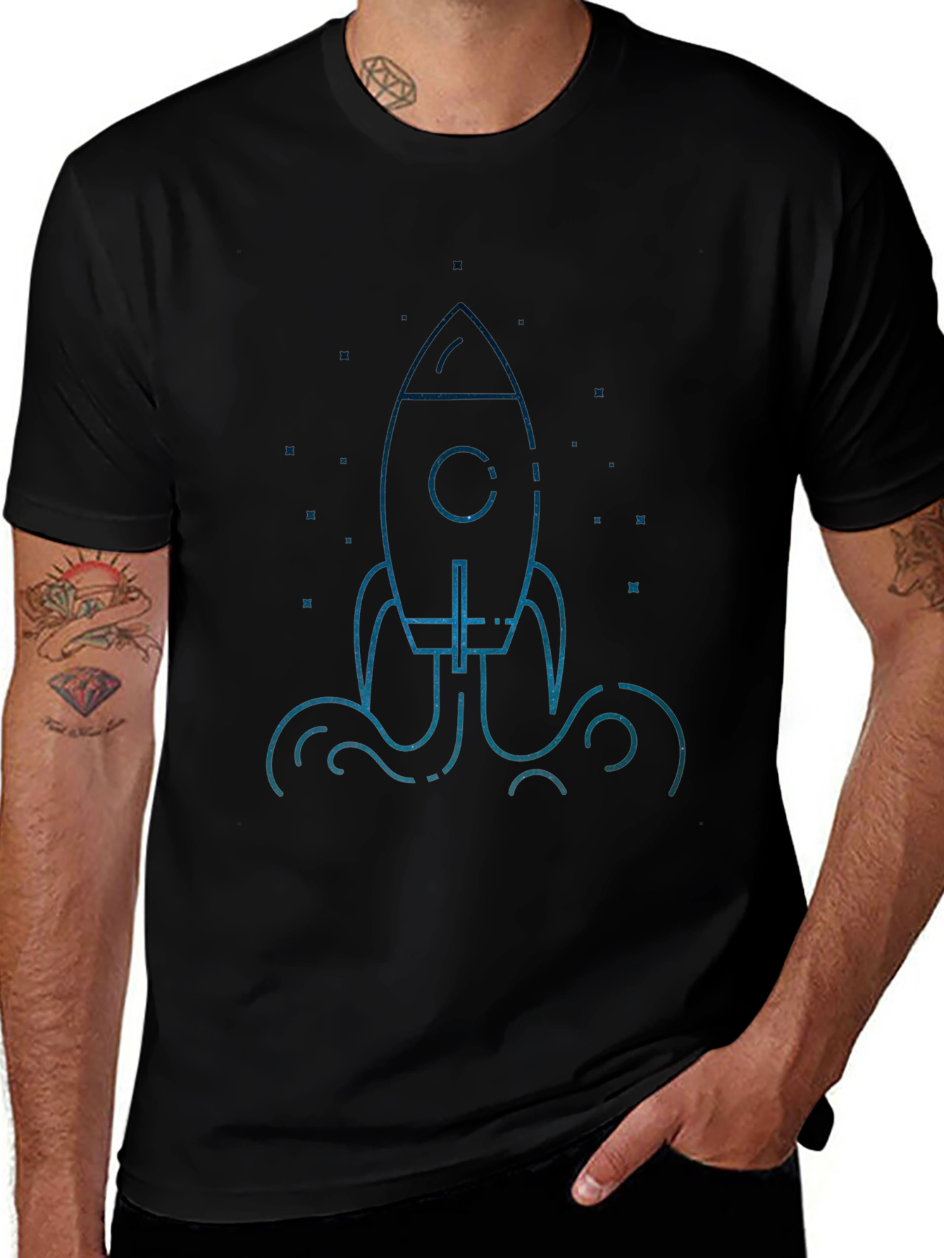 Rocket Launch Graphic Black T-Shirt