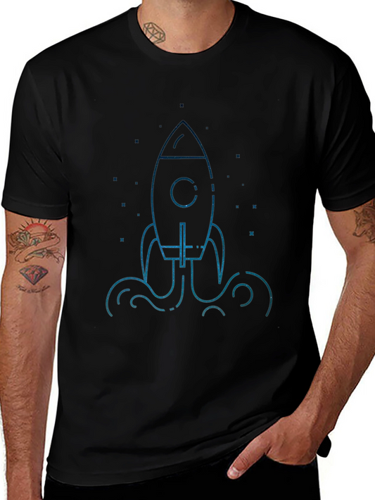Rocket Launch Graphic Black T-Shirt