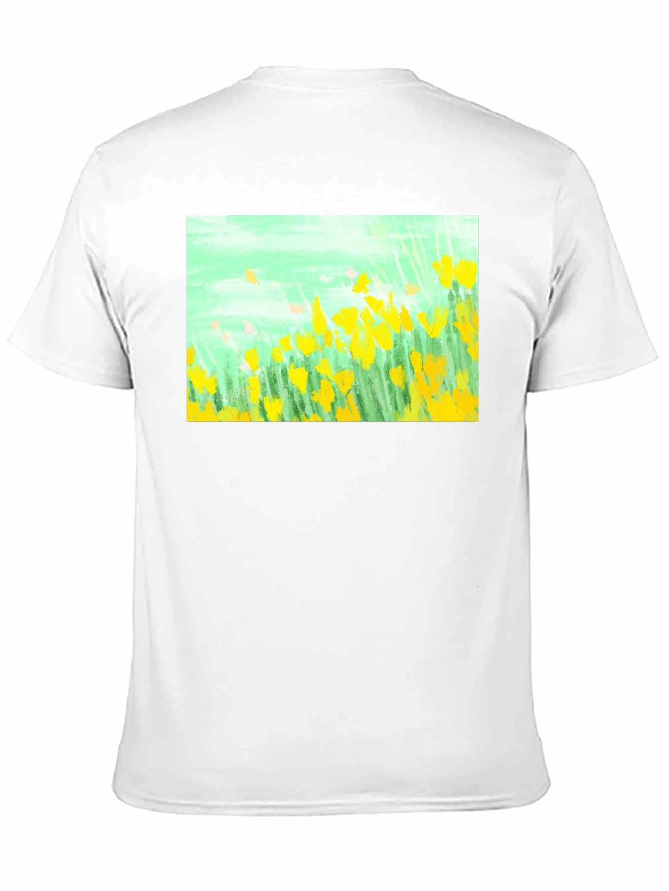 Floral Graphic Tee - Impressionist Yellow Flowers
