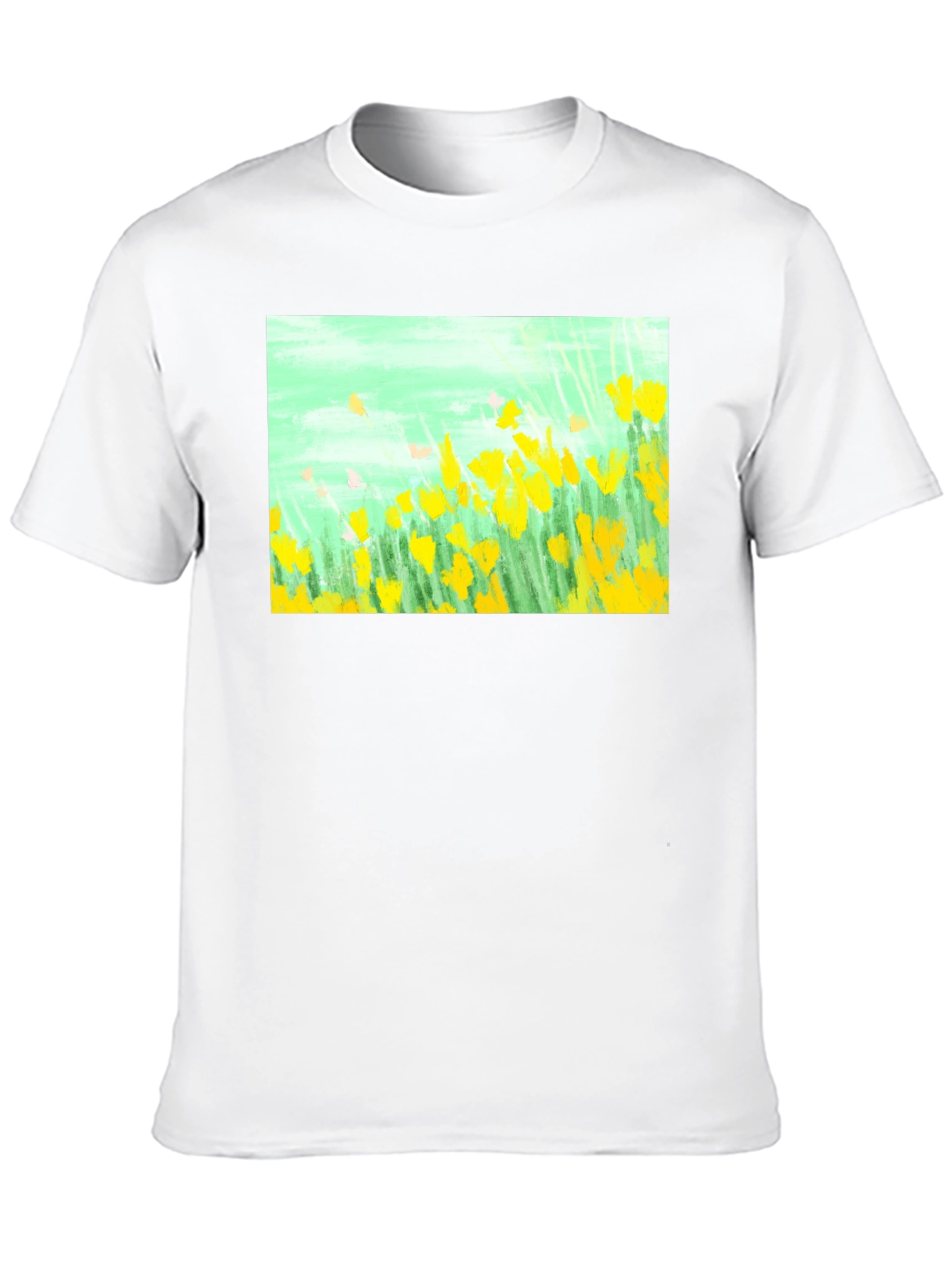 Floral Graphic Tee - Impressionist Yellow Flowers