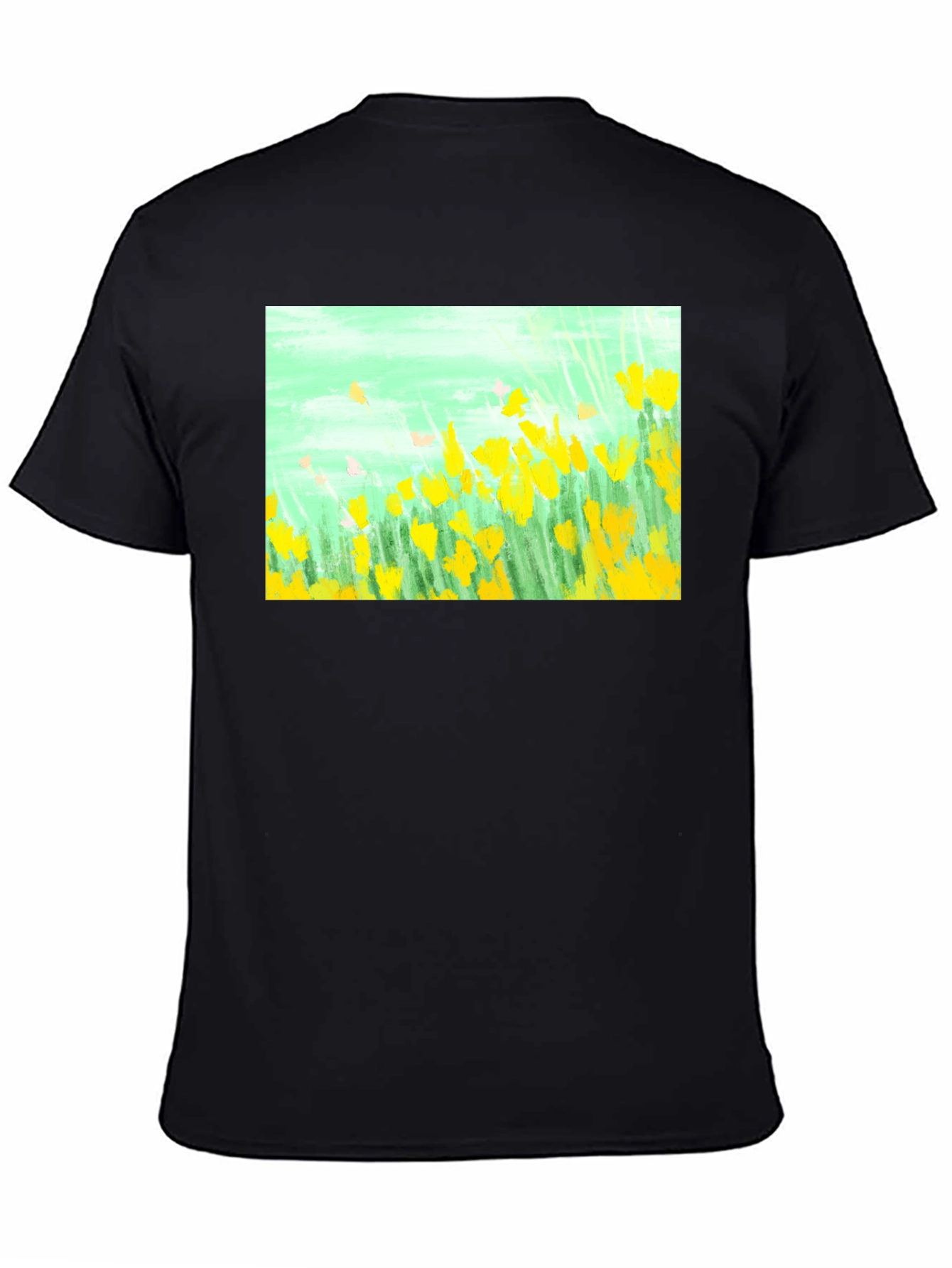 Floral Graphic Tee - Impressionist Yellow Flowers