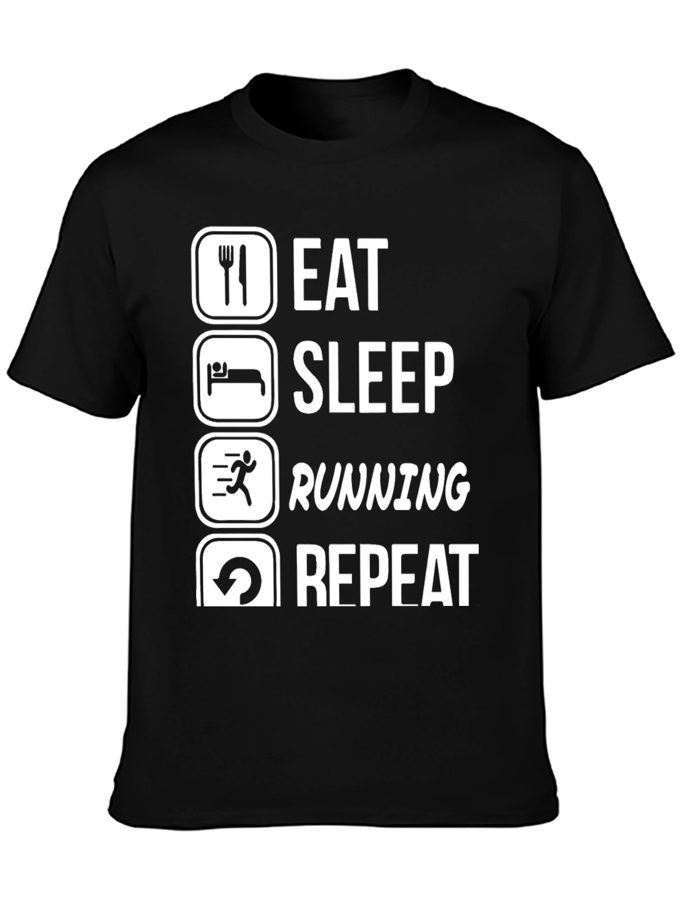 Eat Sleep Running Repeat Black Graphic Tee