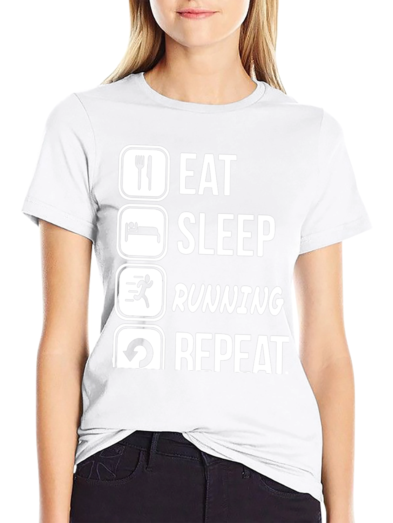 Eat Sleep Running Repeat Black Graphic Tee