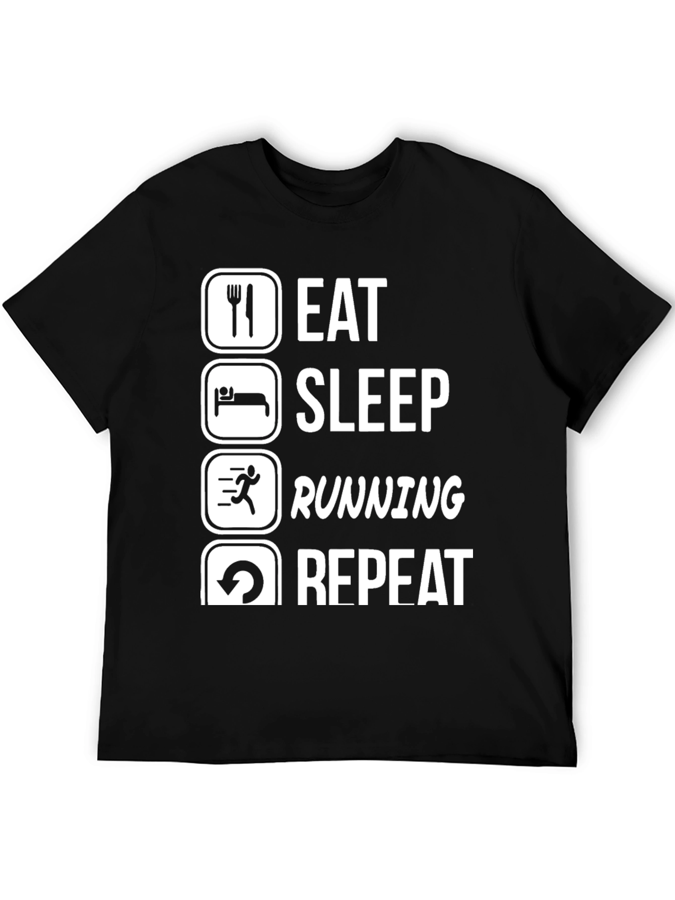 Eat Sleep Running Repeat Black Graphic Tee