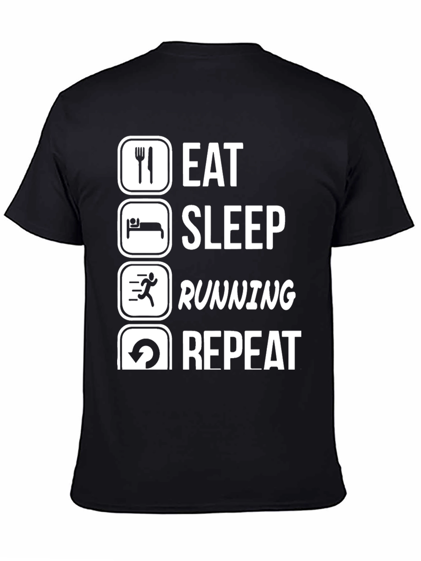 Eat Sleep Running Repeat Black Graphic Tee