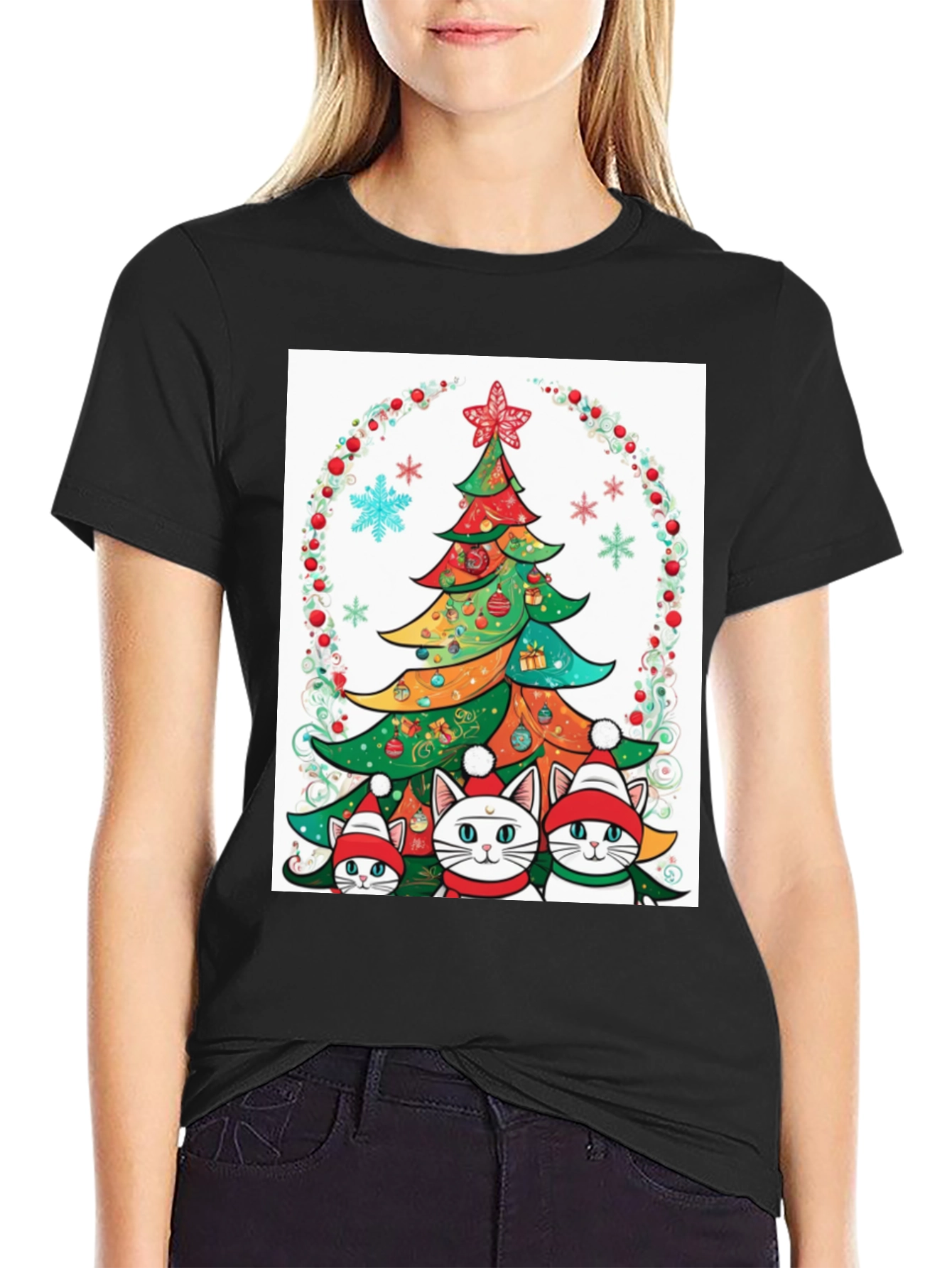Festive Christmas Cat T-Shirt