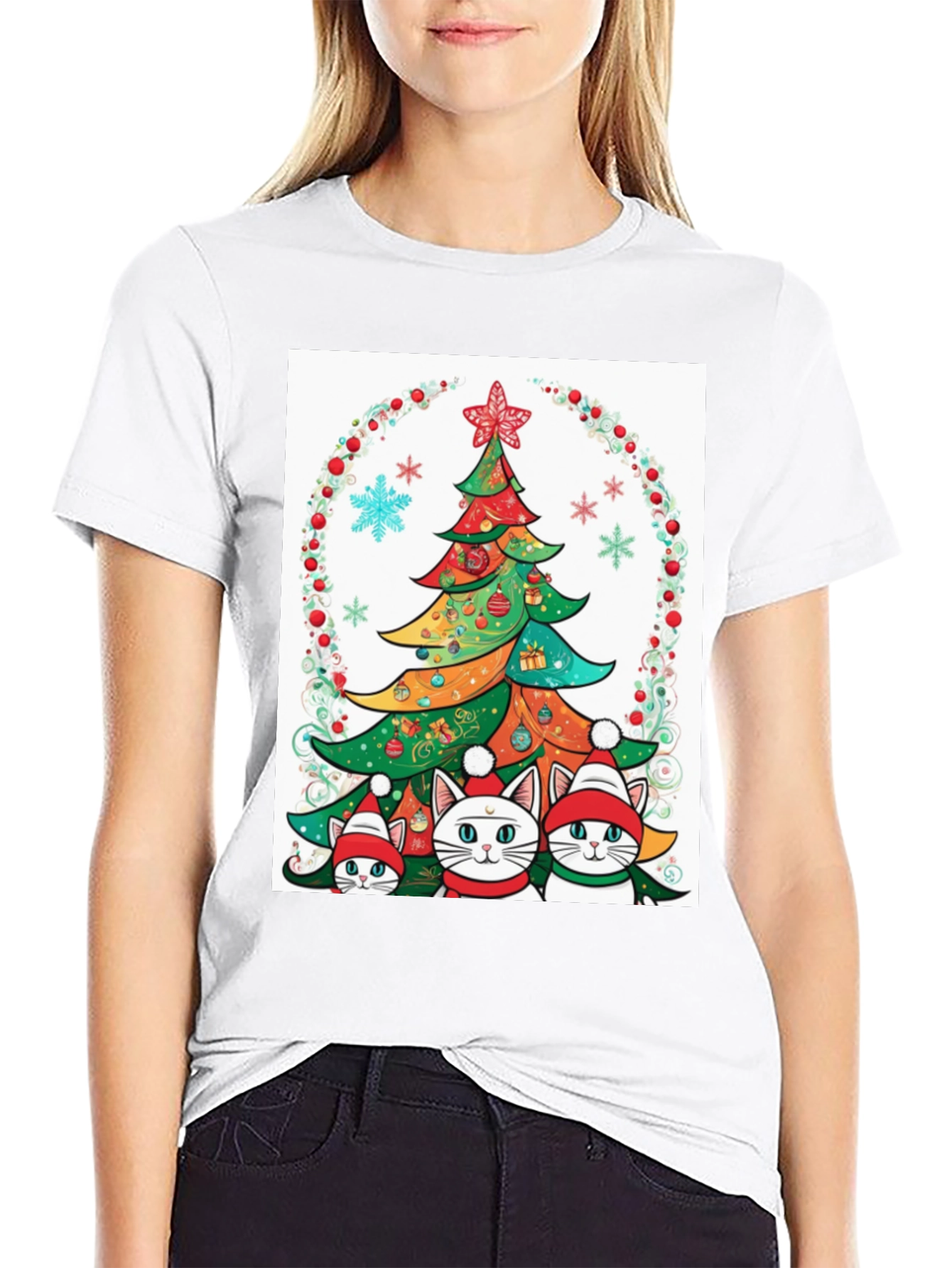 Festive Christmas Cat T-Shirt