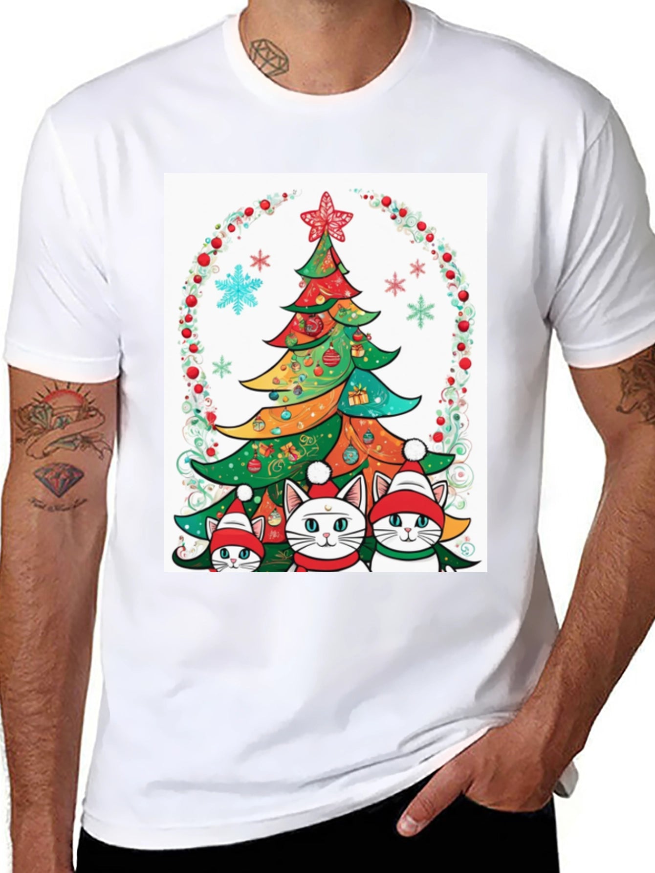 Festive Christmas Cat T-Shirt