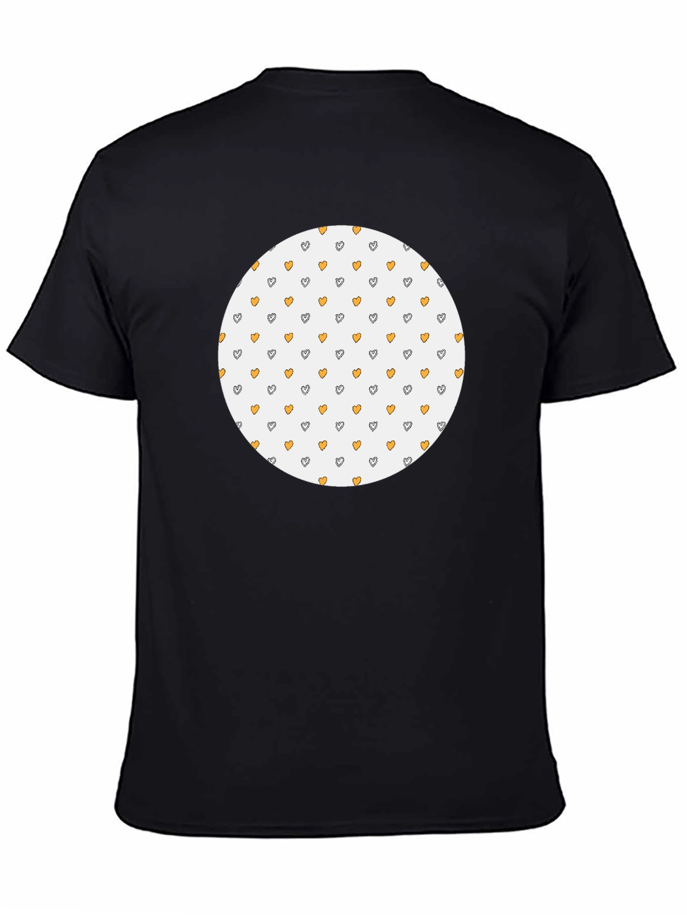Black T-Shirt with Heart Pattern Circle