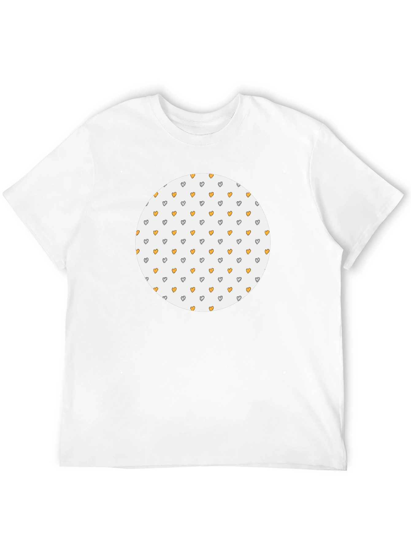 Black T-Shirt with Heart Pattern Circle