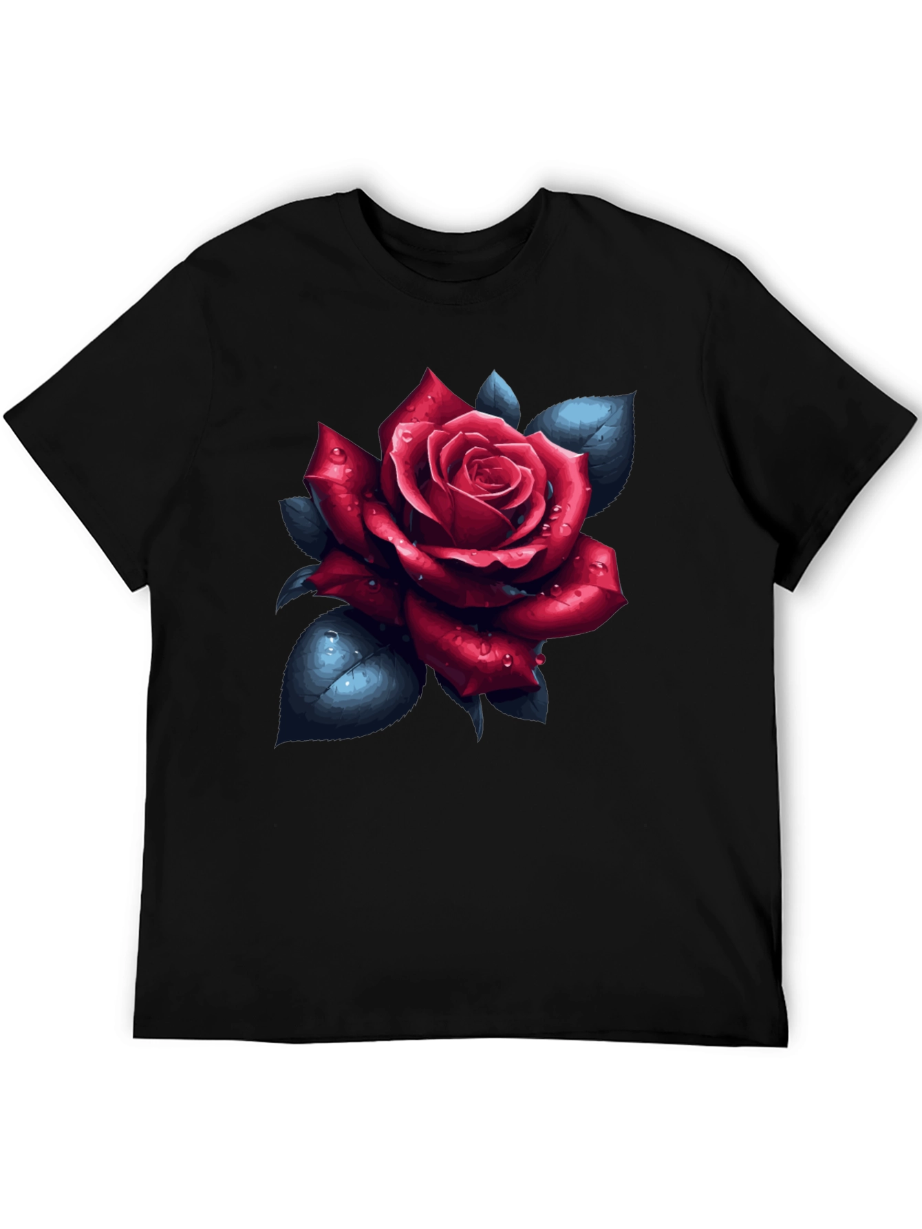 Rose Graphic Tee - Black Cotton T-Shirt