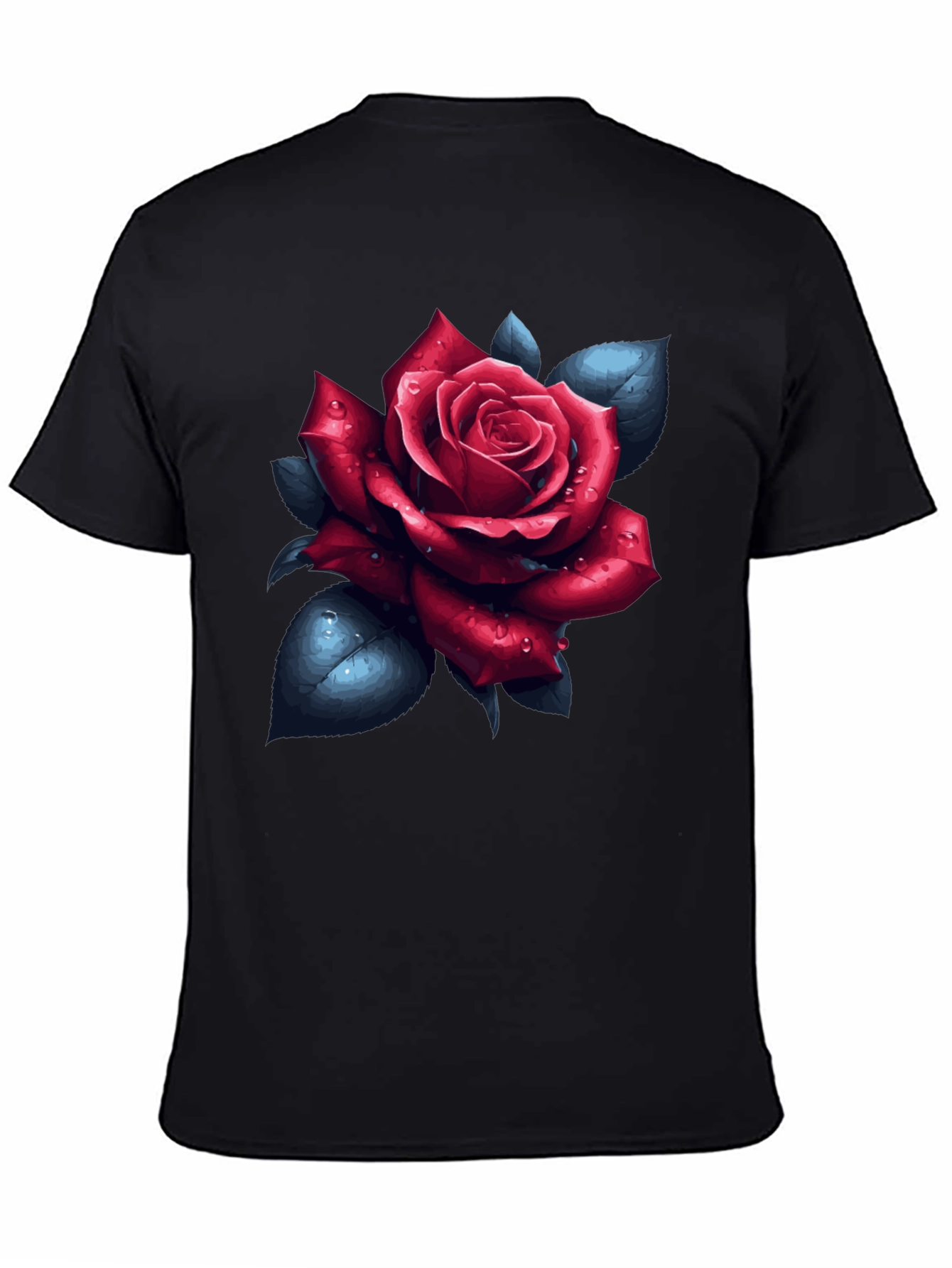 Rose Graphic Tee - Black Cotton T-Shirt