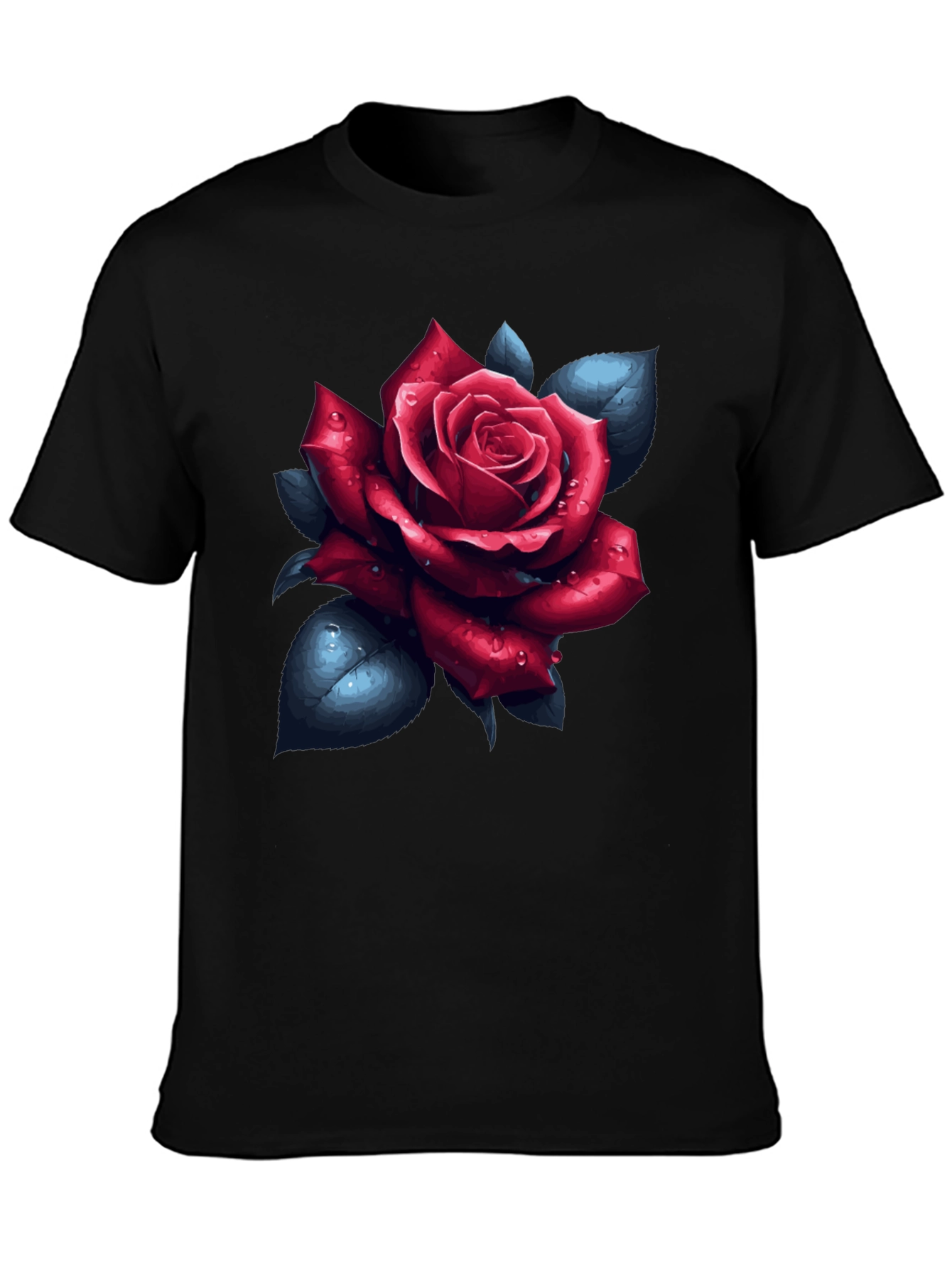Rose Graphic Tee - Black Cotton T-Shirt