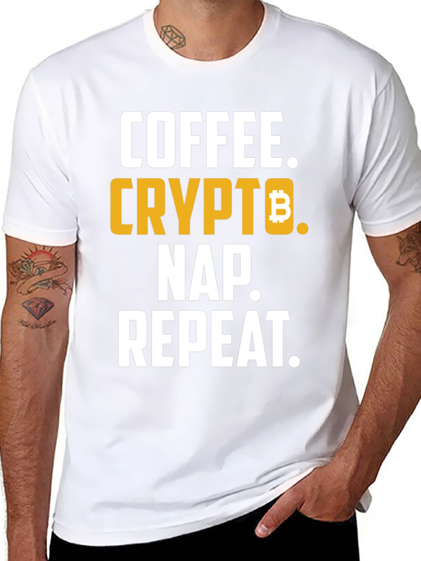 Coffee Crypto Nap Repeat T-Shirt - Bitcoin