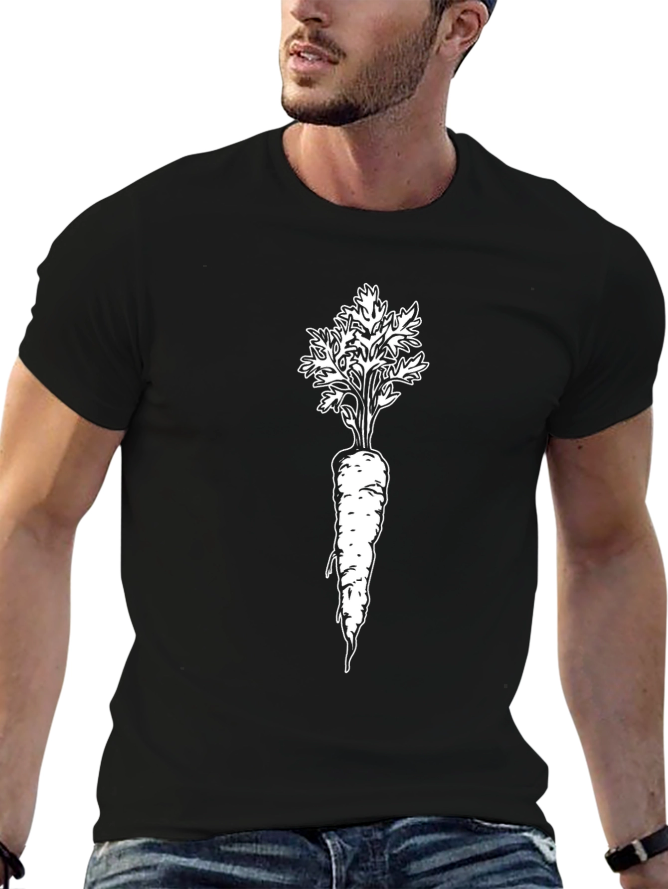 Carrot Graphic Tee - Black Cotton T-Shirt