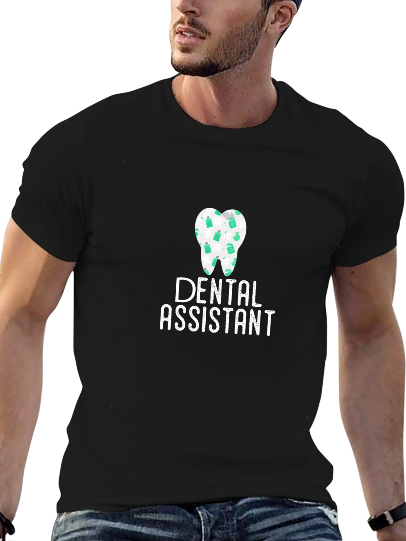 Dental Assistant Tooth Graphic Black T-Shirt