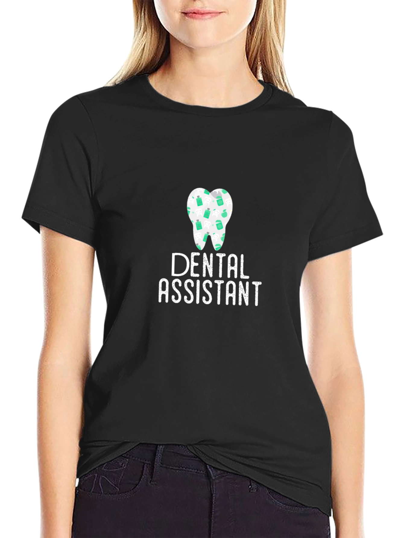 Dental Assistant Tooth Graphic Black T-Shirt