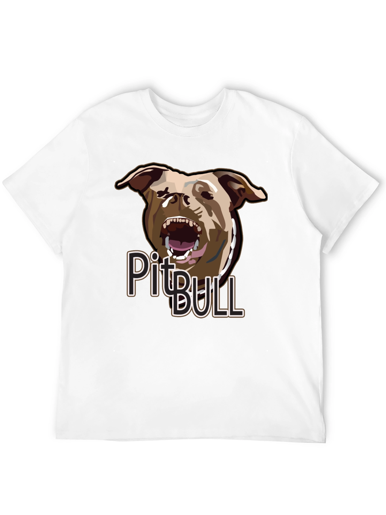 Pitbull Dog Graphic Print Black Cotton T-Shirt