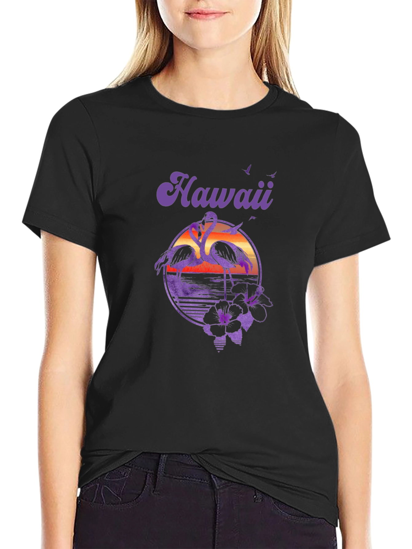 Hawaii Flamingo Graphic Print Tee