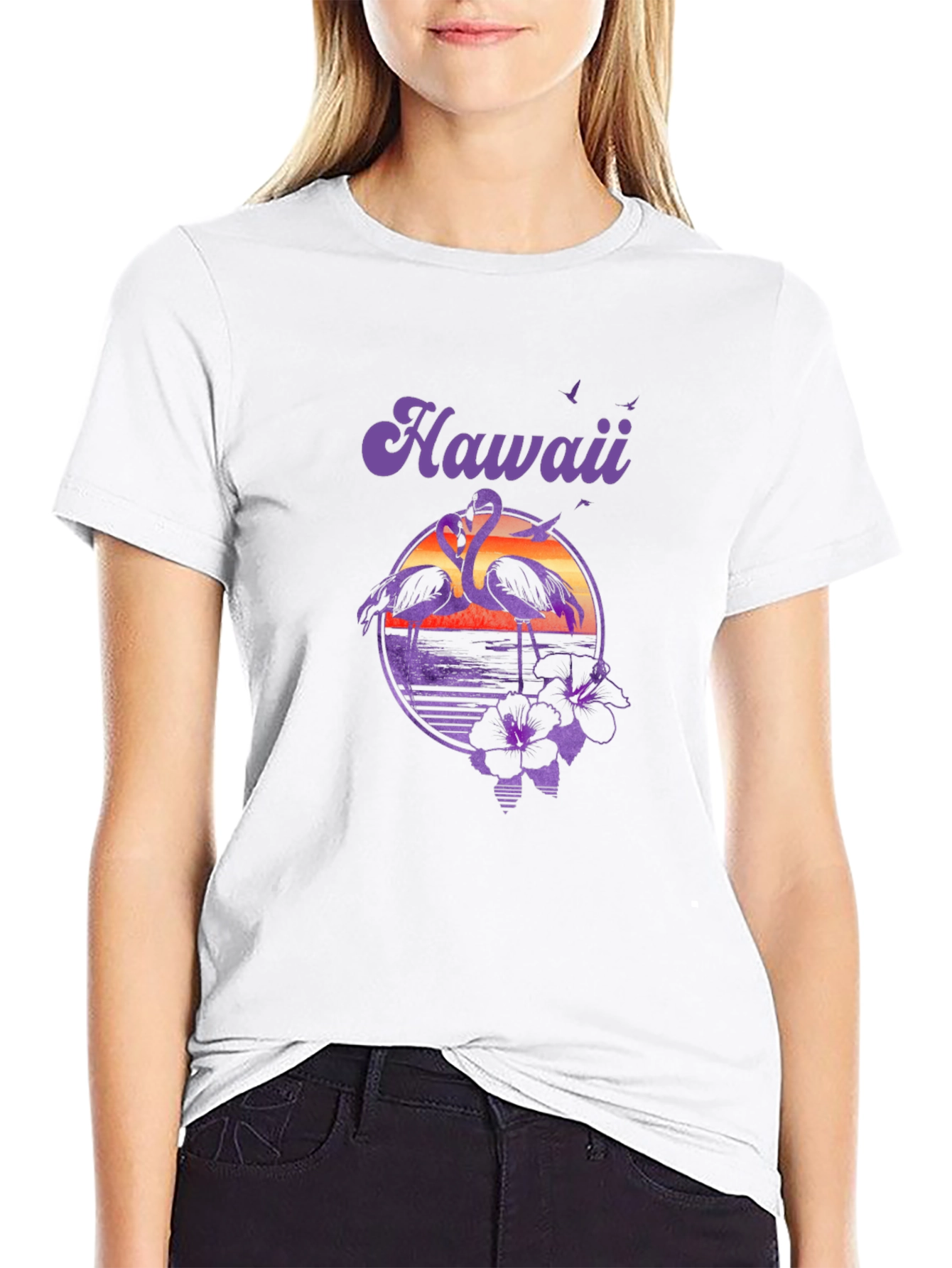Hawaii Flamingo Graphic Print Tee