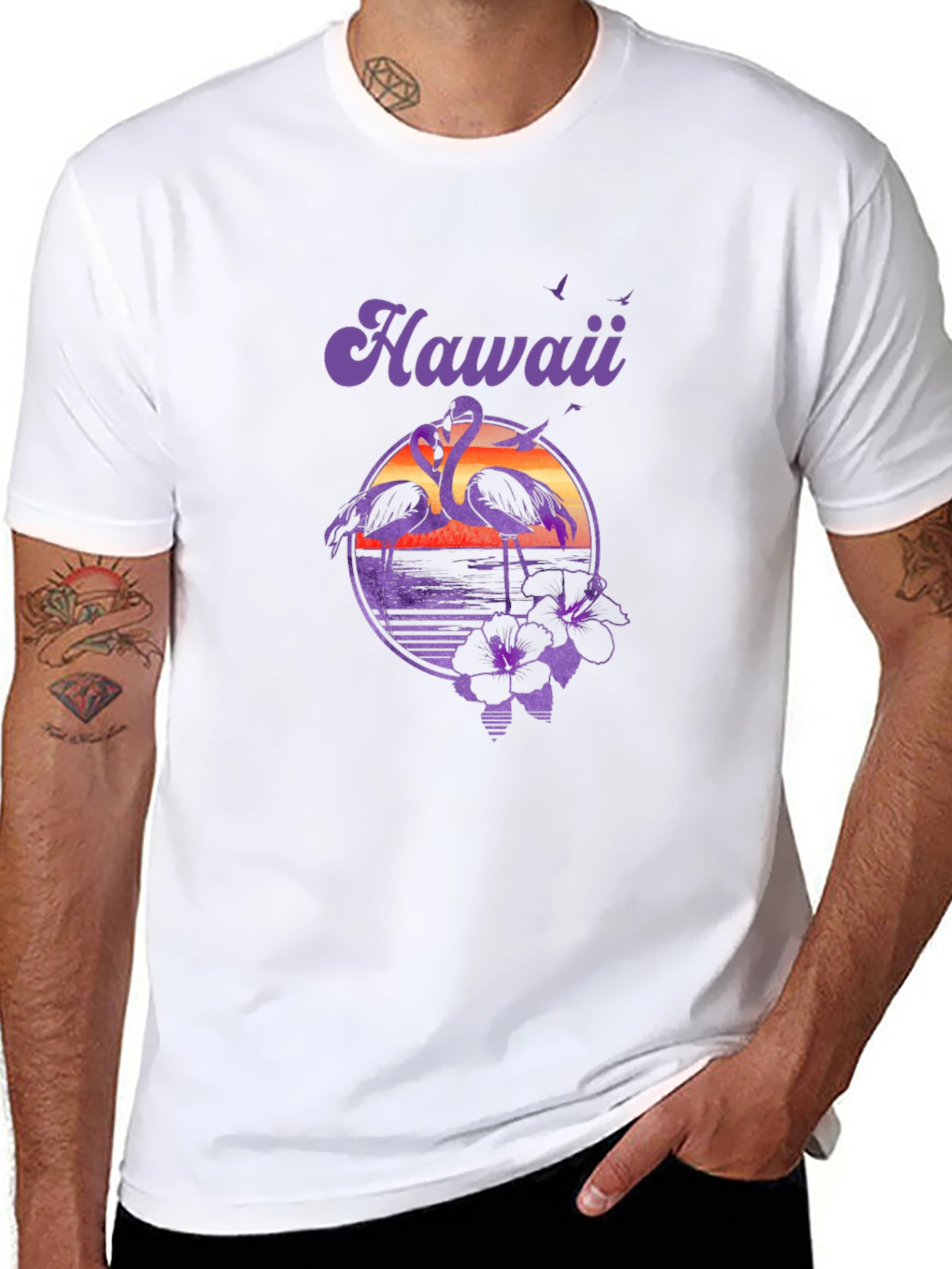 Hawaii Flamingo Graphic Print Tee