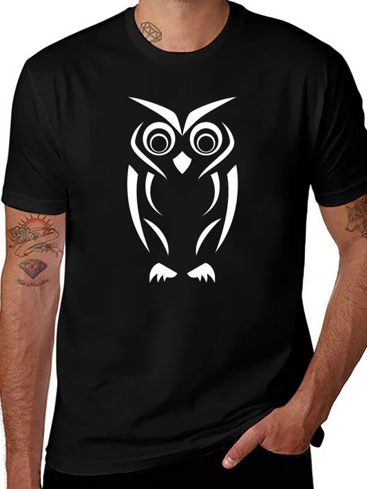 Owl Graphic Print Black T-Shirt