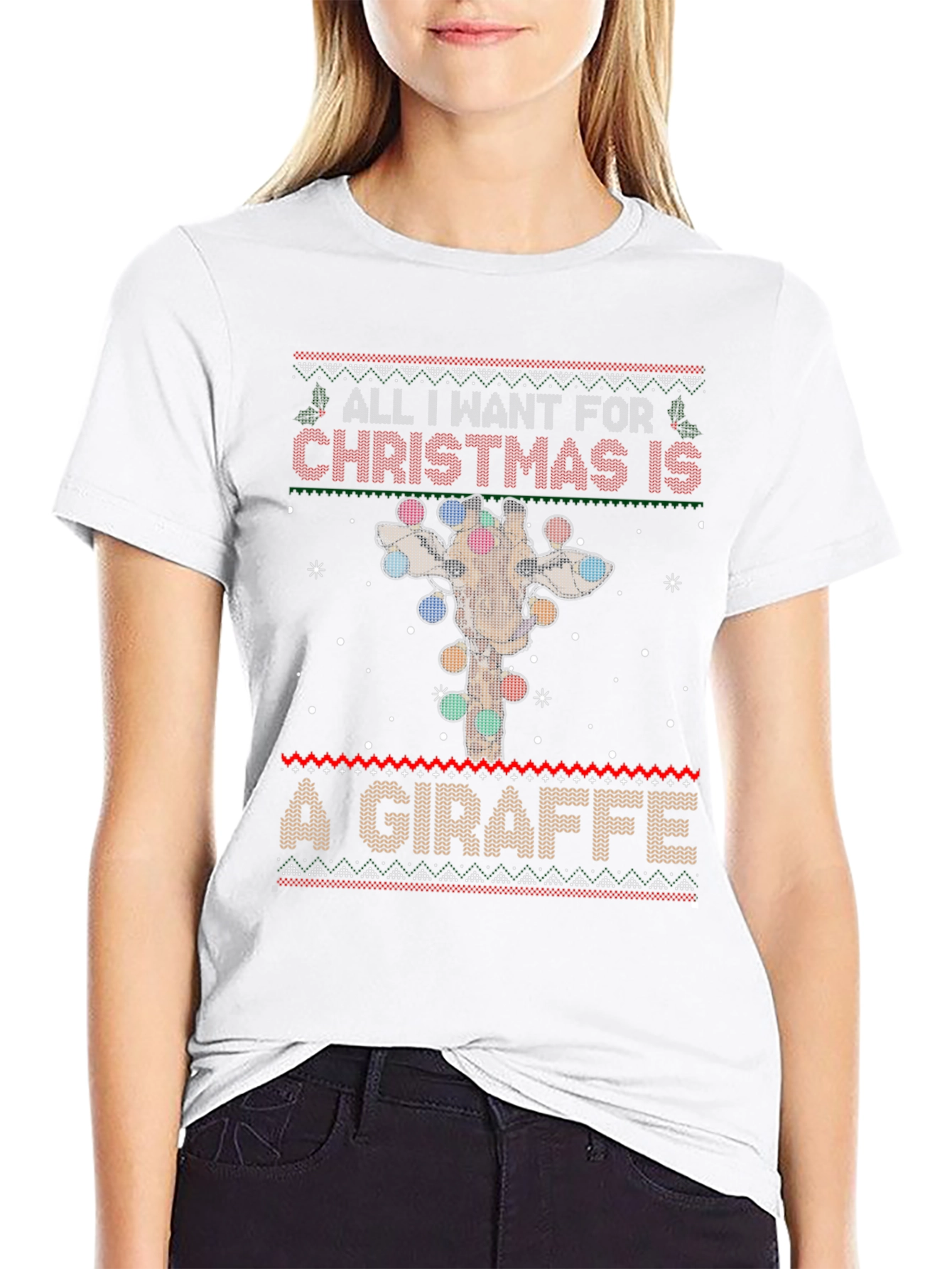 Christmas Giraffe Ugly Sweater T-Shirt