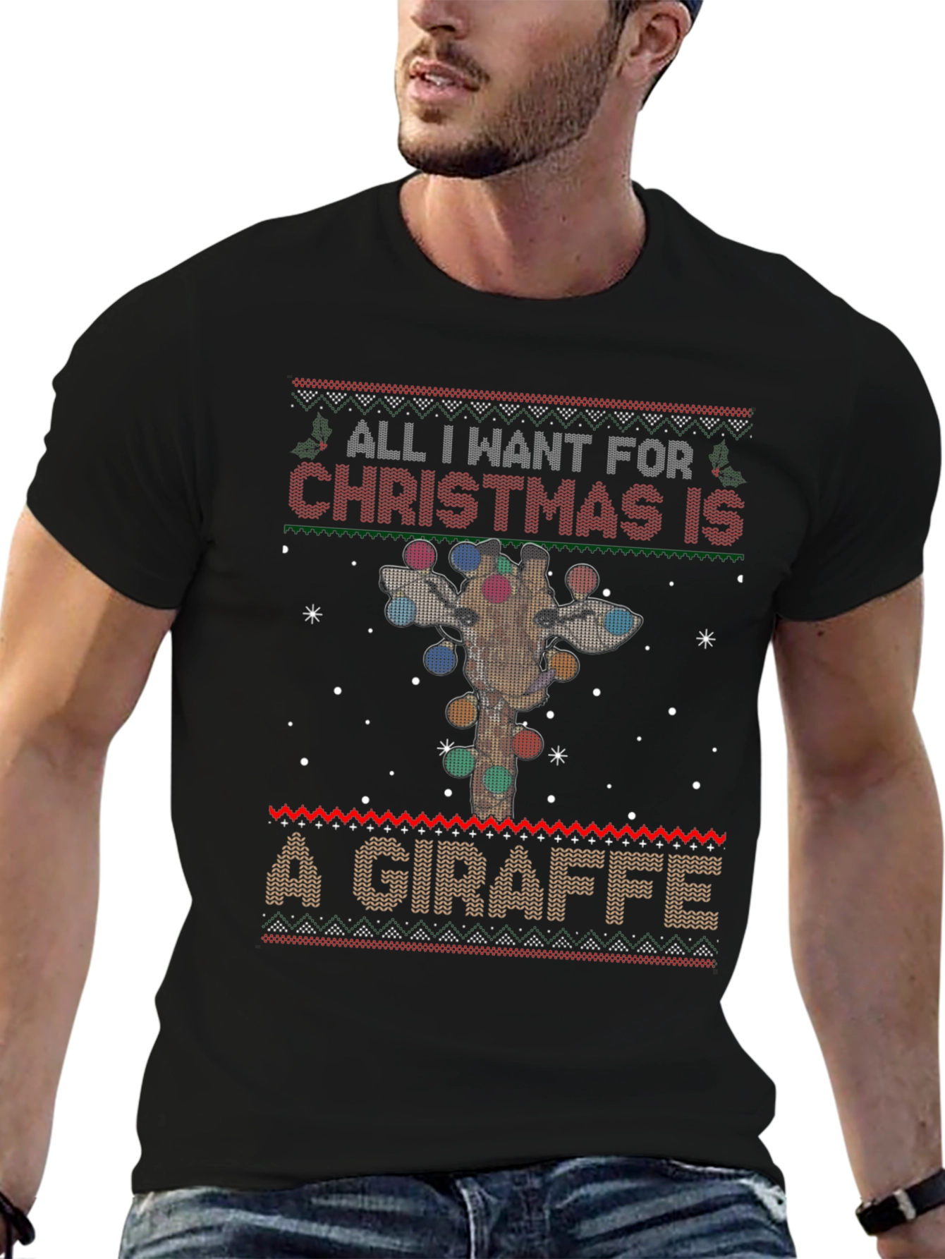 Christmas Giraffe Ugly Sweater T-Shirt