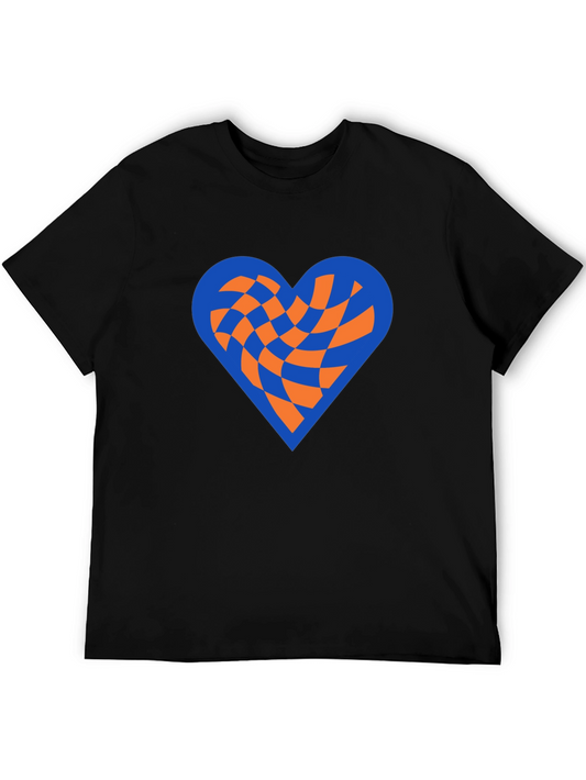 Checkered Heart Graphic Tee - Modern Style