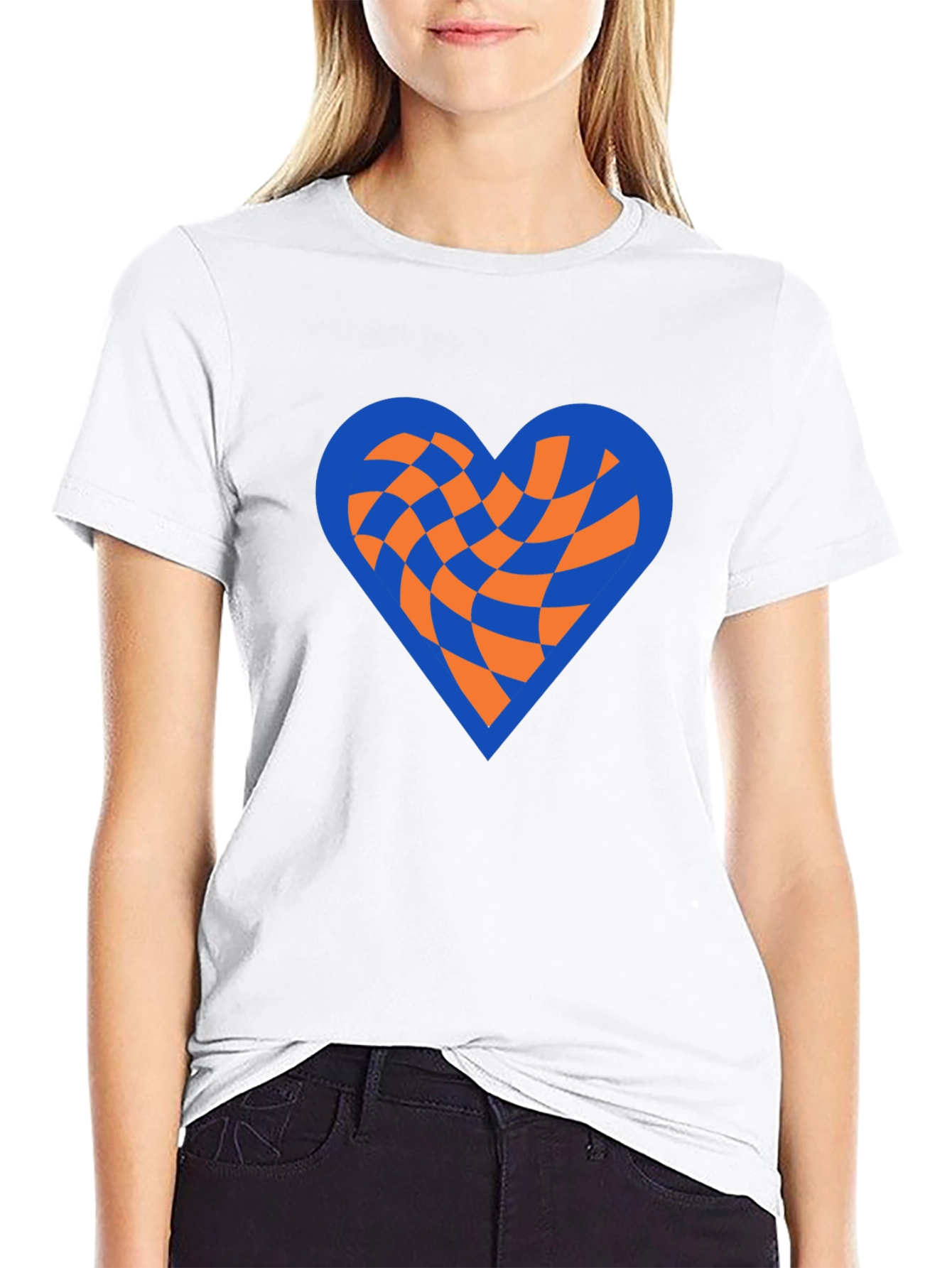 Checkered Heart Graphic Tee - Modern Style
