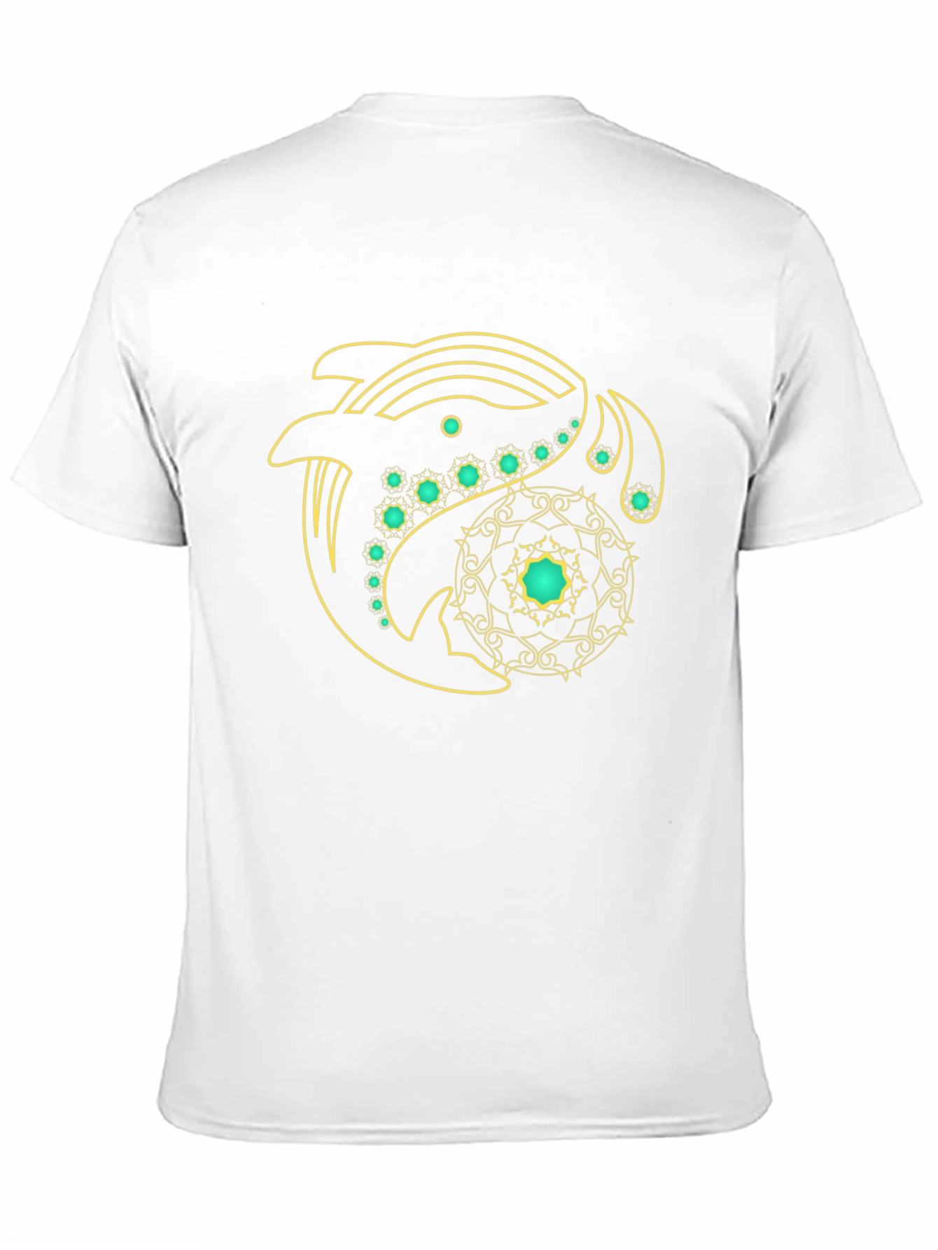 Black T-Shirt with Dolphin Mandala Graphic