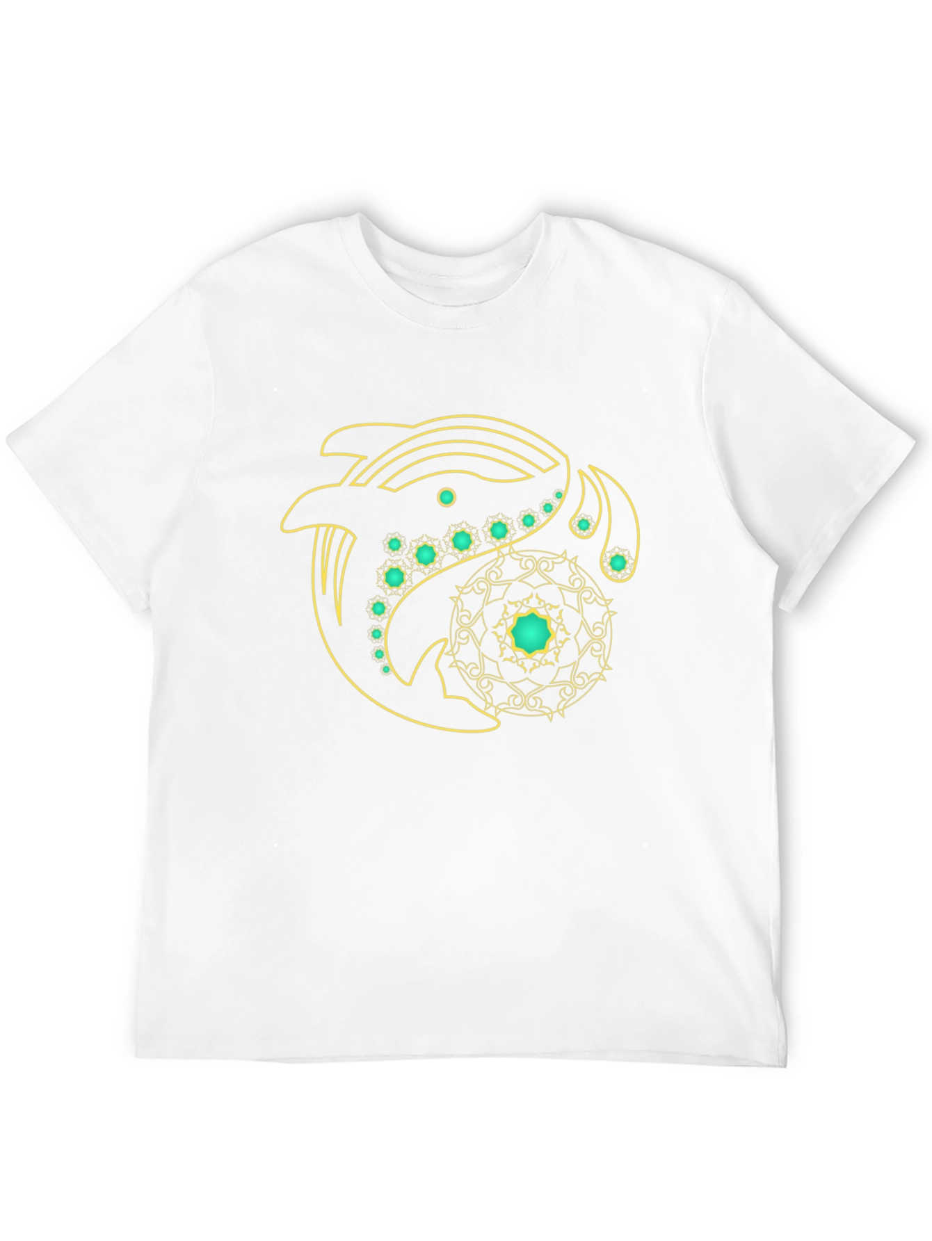 Black T-Shirt with Dolphin Mandala Graphic