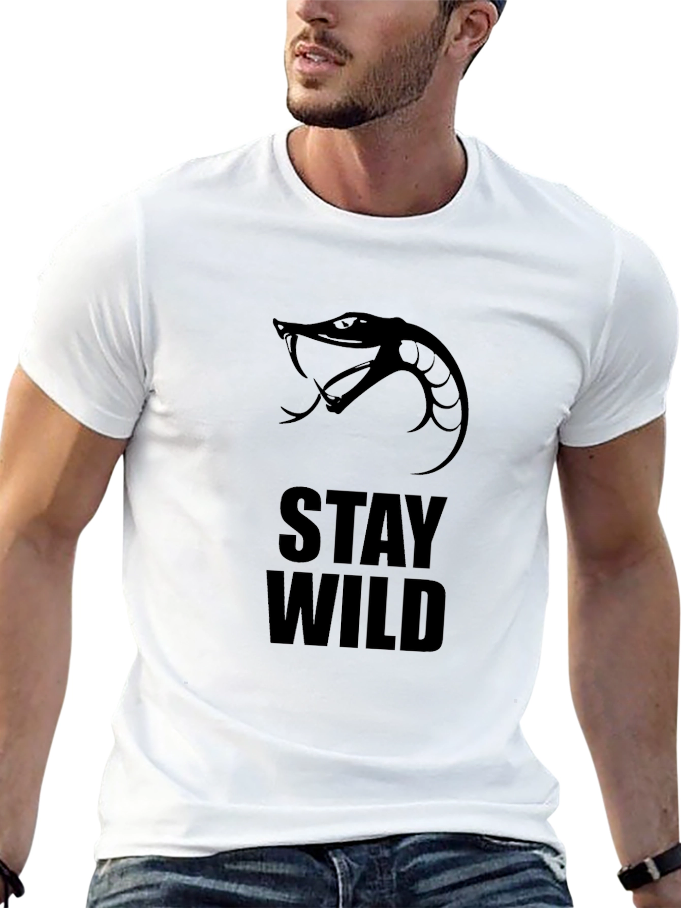 Stay Wild Snake Graphic T-Shirt - Black