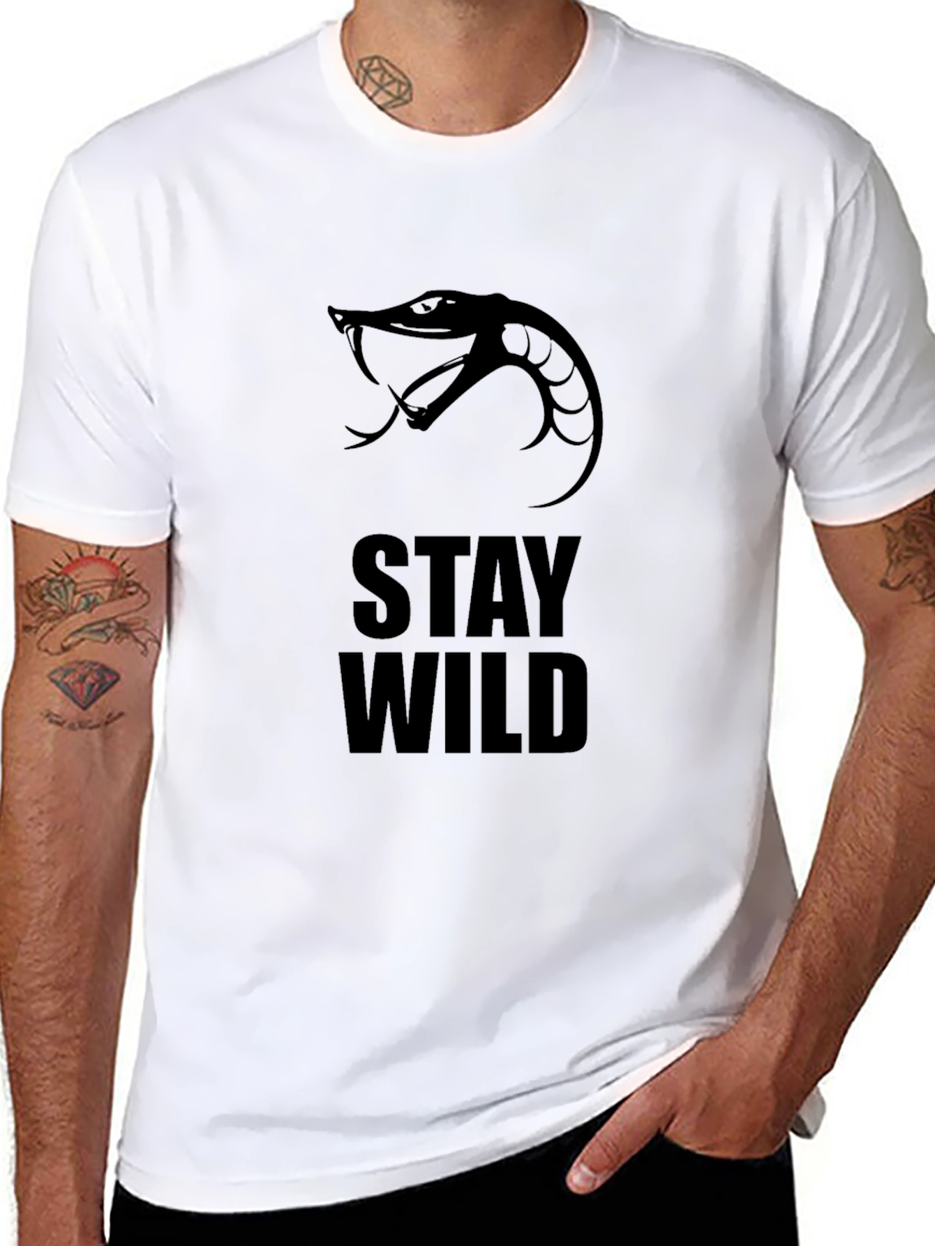 Stay Wild Snake Graphic T-Shirt - Black