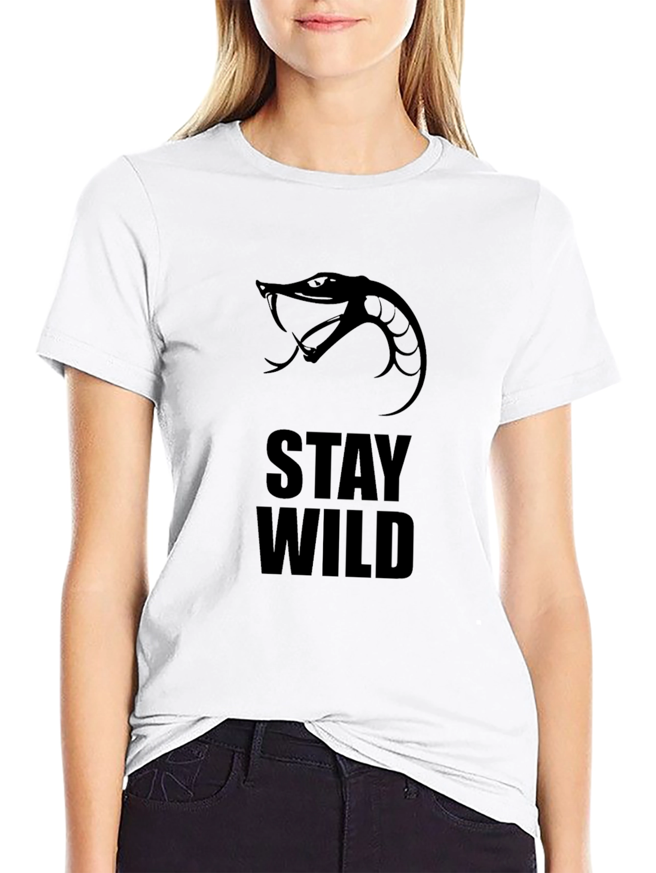 Stay Wild Snake Graphic T-Shirt - Black