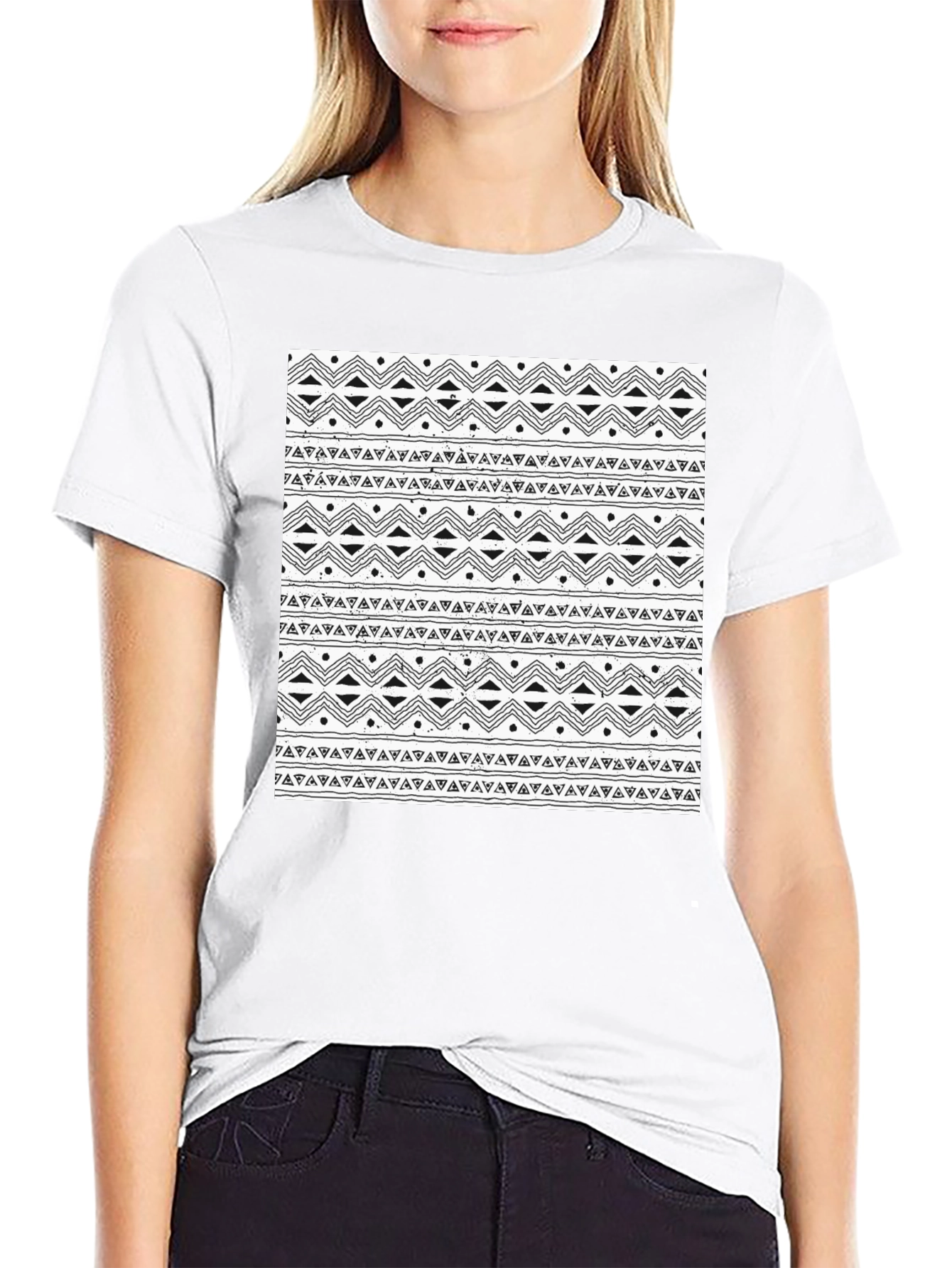 Patterned Black T-Shirt
