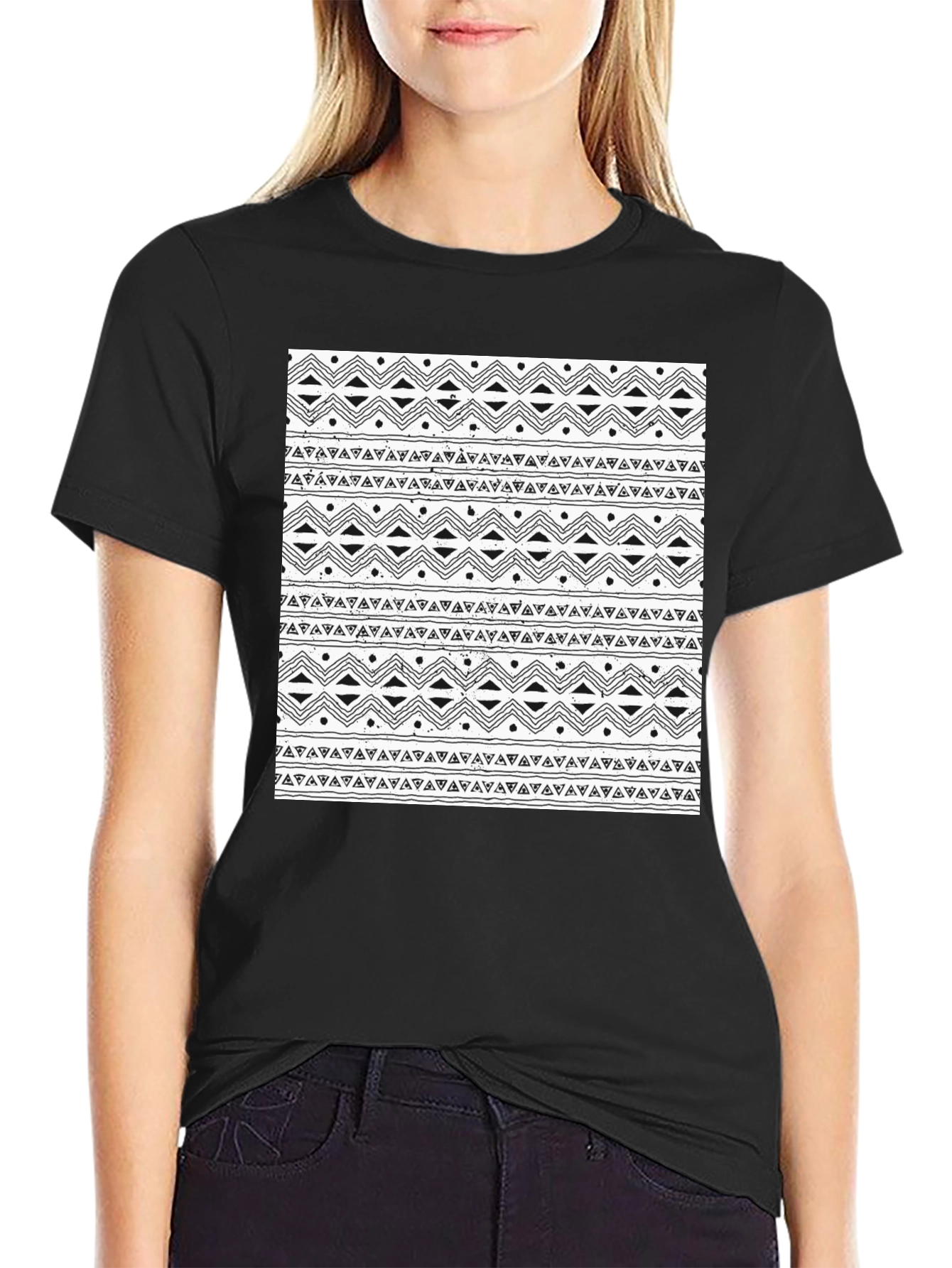 Patterned Black T-Shirt