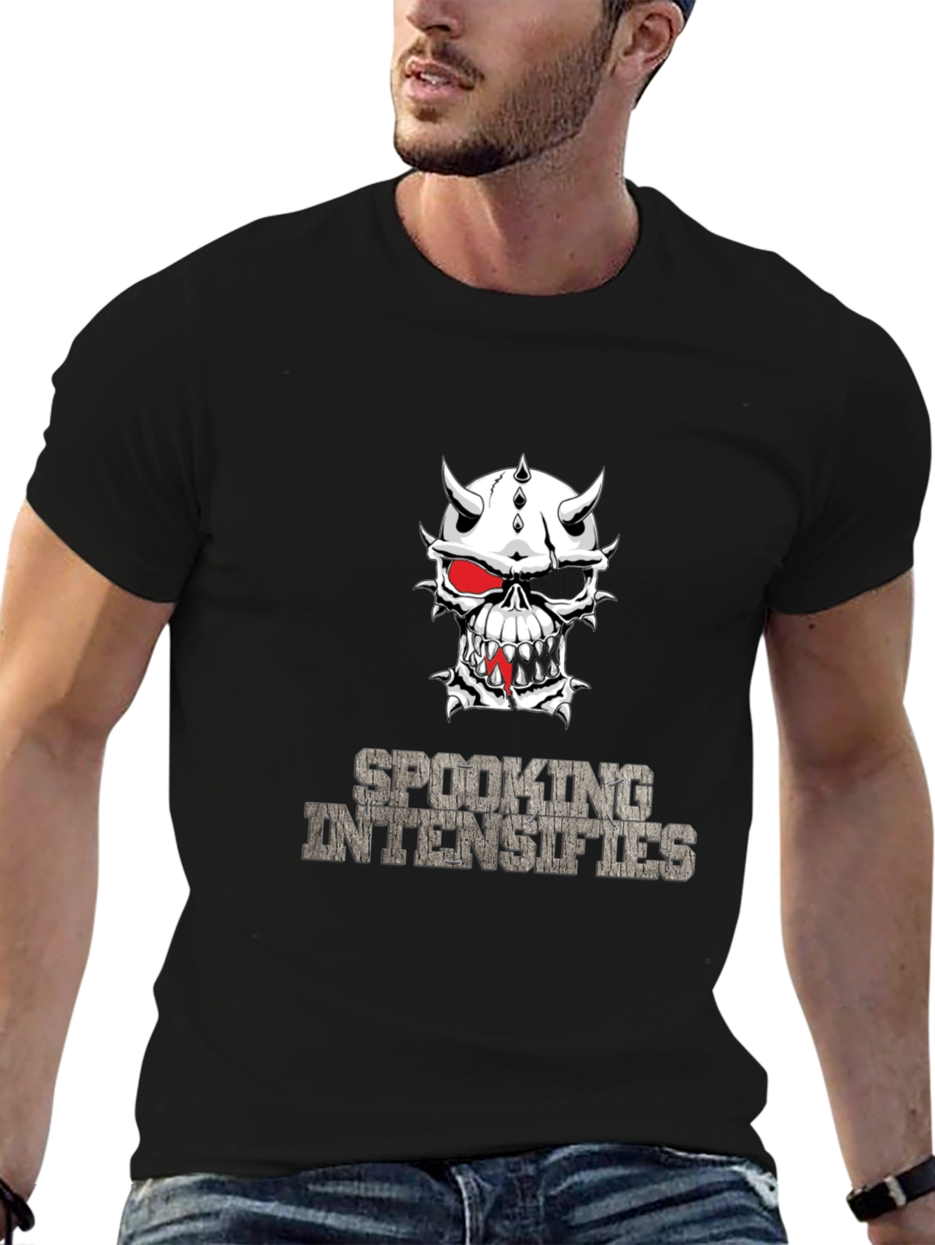 Spooking Intensifies Skull Graphic T-Shirt