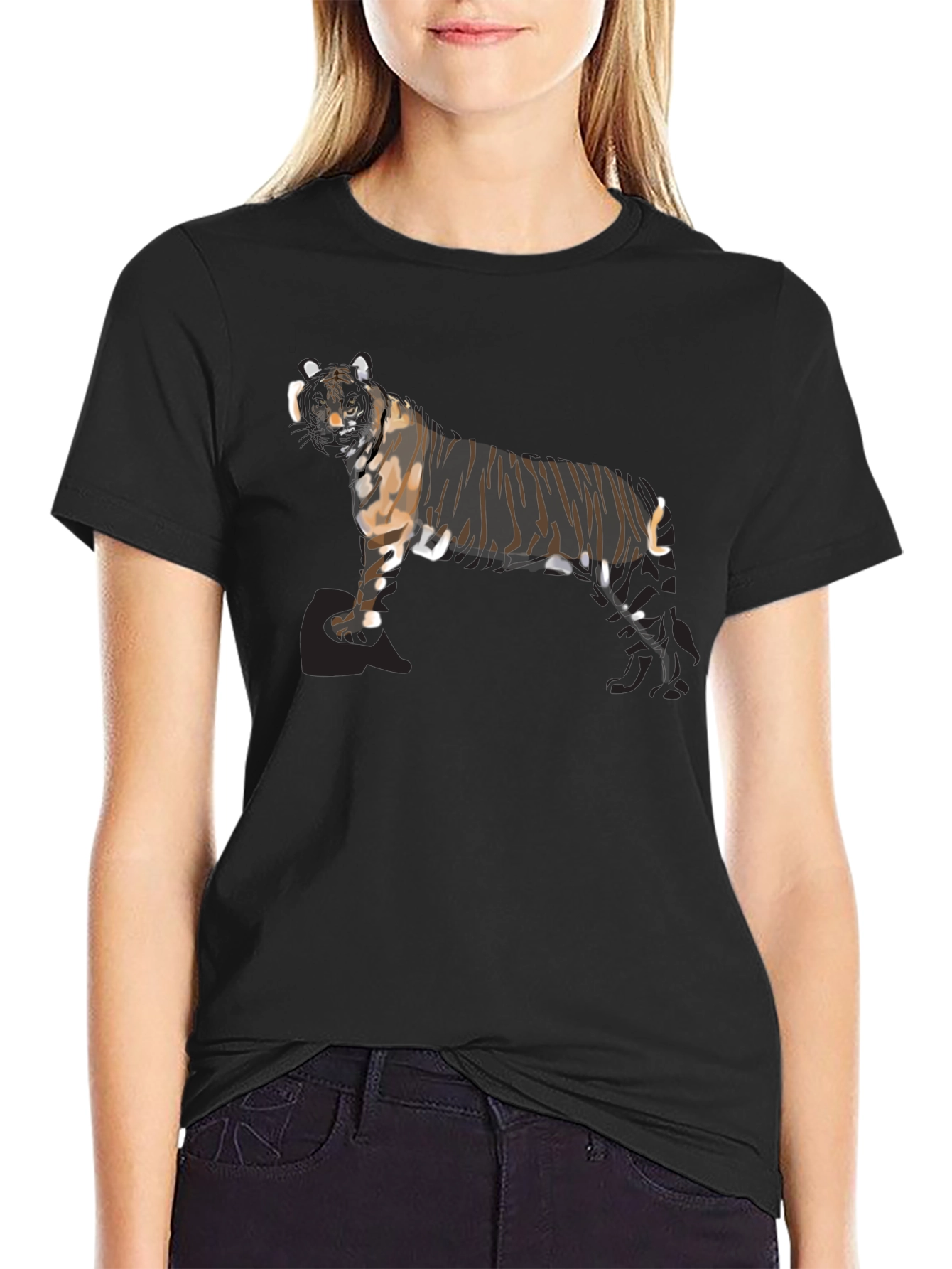 Striking Tiger Graphic Black T-Shirt