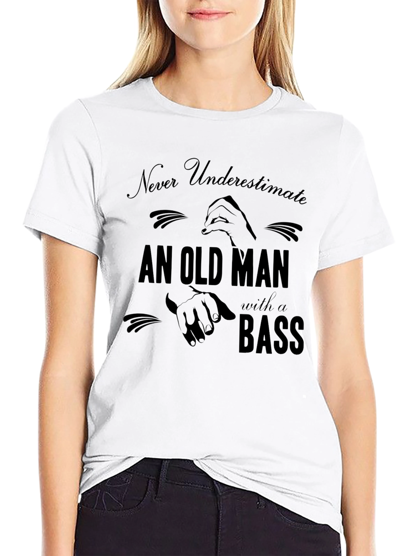 Never Underestimate Old Man with a Bass T-Shirt