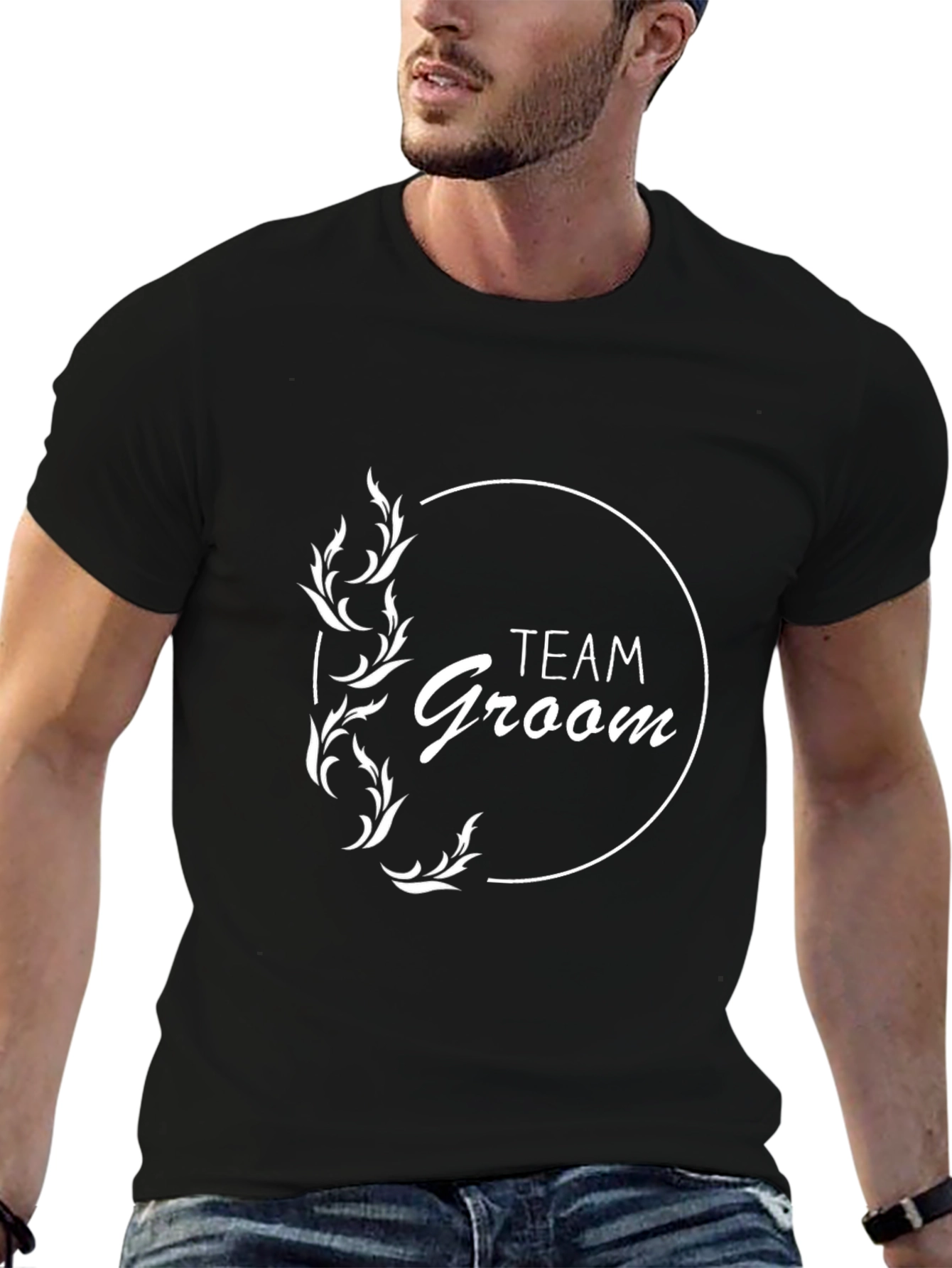 Team Groom T-Shirt - Black Crew Neck Wedding Tee