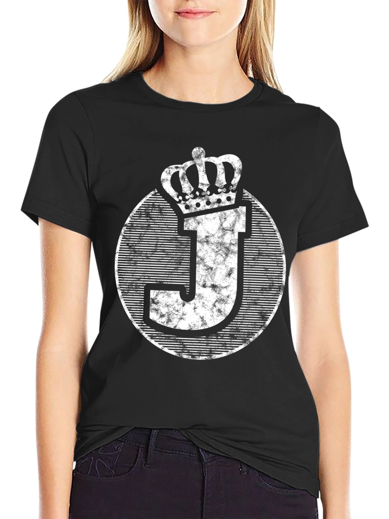 King J Initial Black T-Shirt