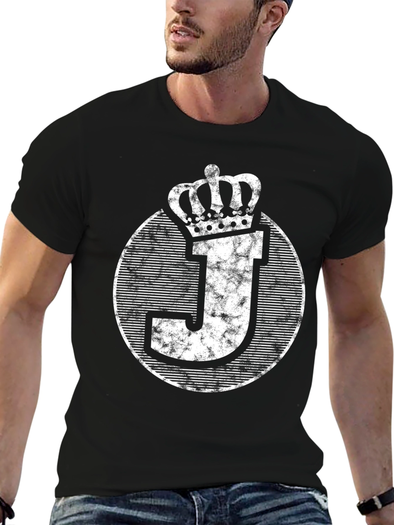 King J Initial Black T-Shirt