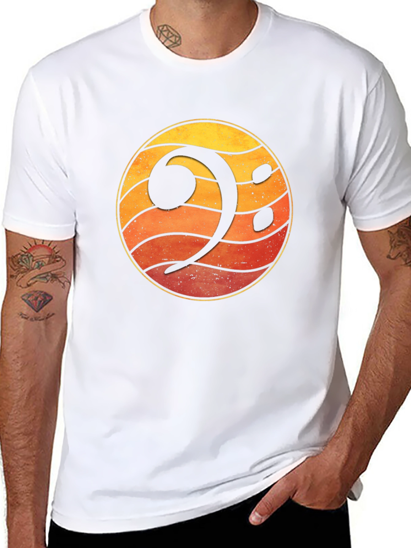 Bass Clef Sunset Graphic Tee - Music Lovers T-Shirt