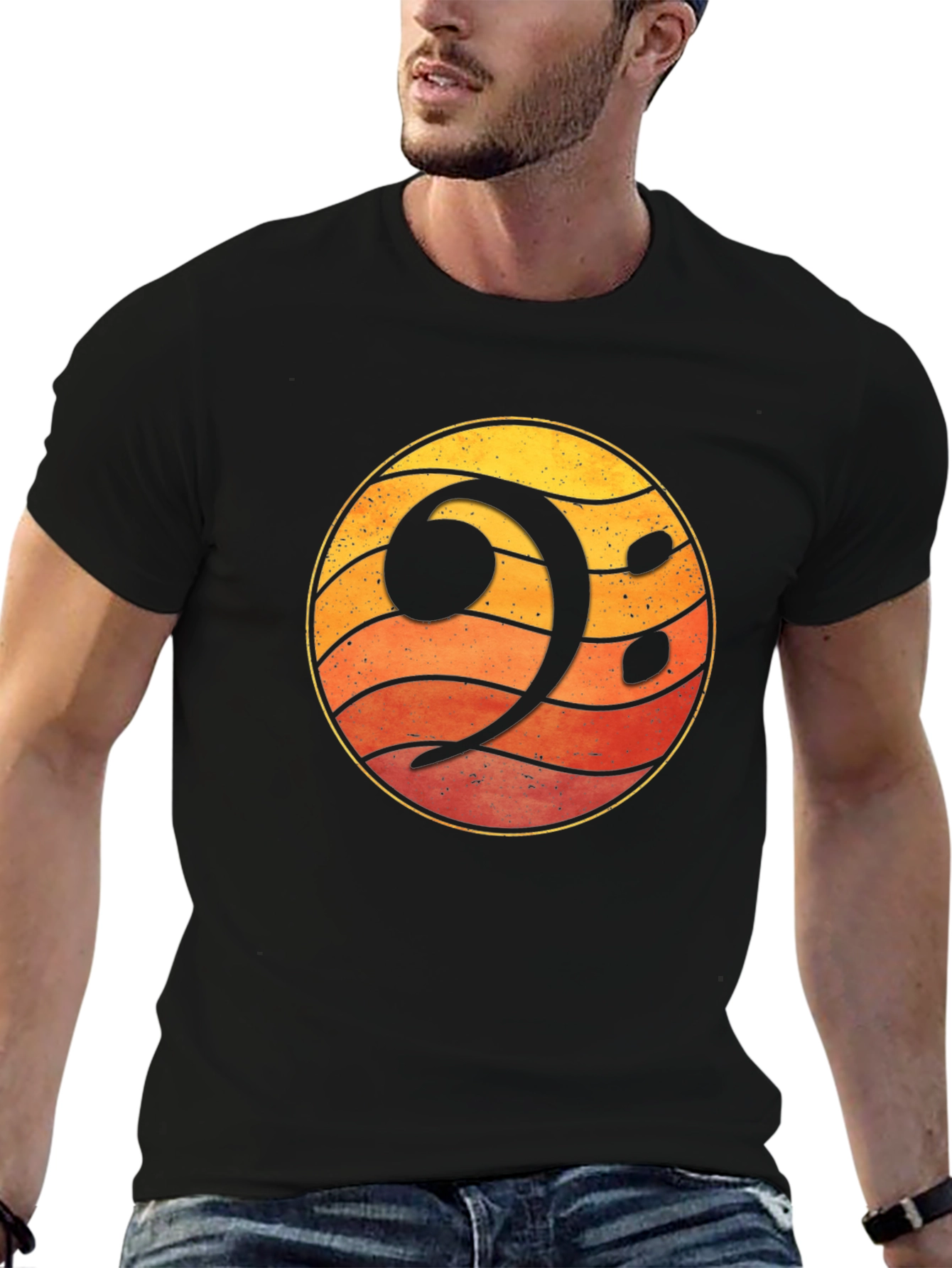 Bass Clef Sunset Graphic Tee - Music Lovers T-Shirt