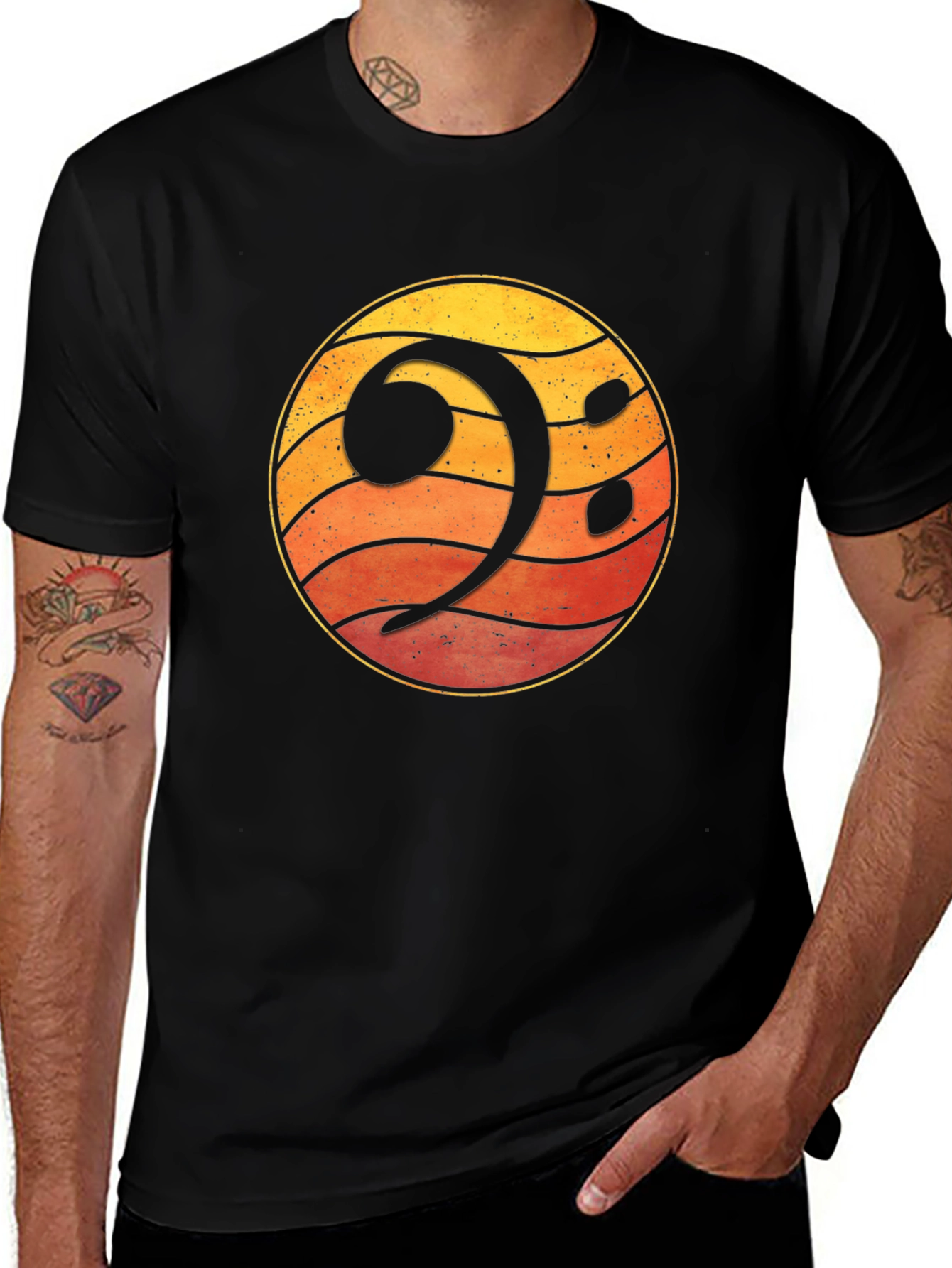 Bass Clef Sunset Graphic Tee - Music Lovers T-Shirt