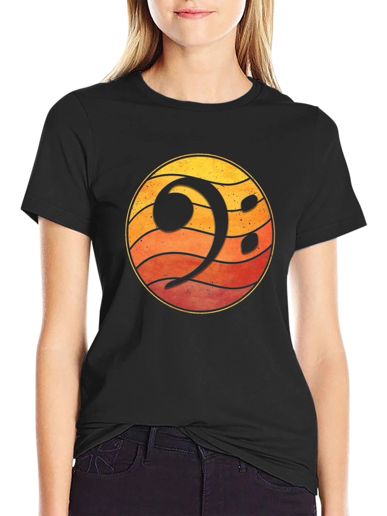 Bass Clef Sunset Graphic Tee - Music Lovers T-Shirt