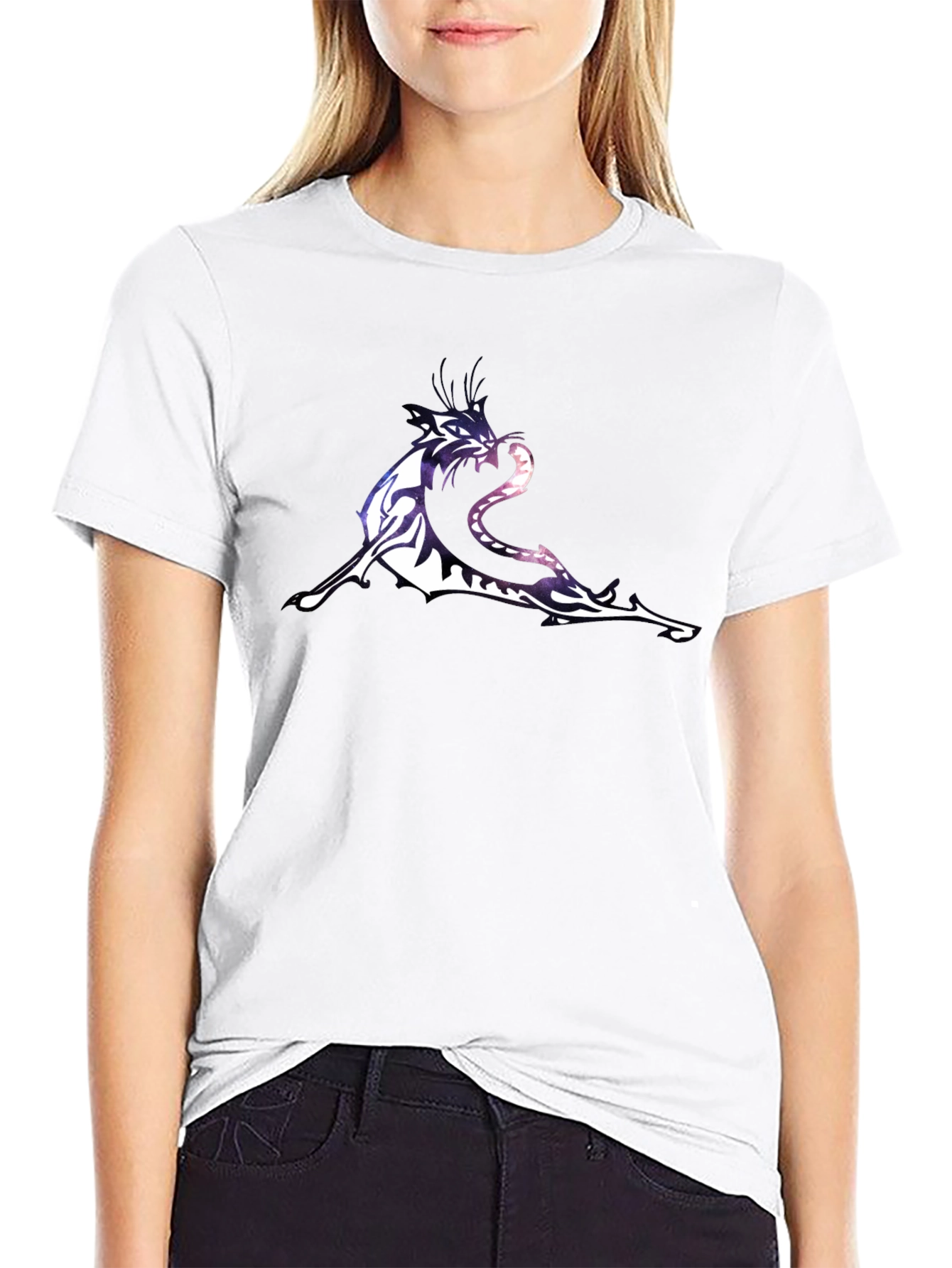 Black Graphic T-Shirt with Tiger & Snake Design