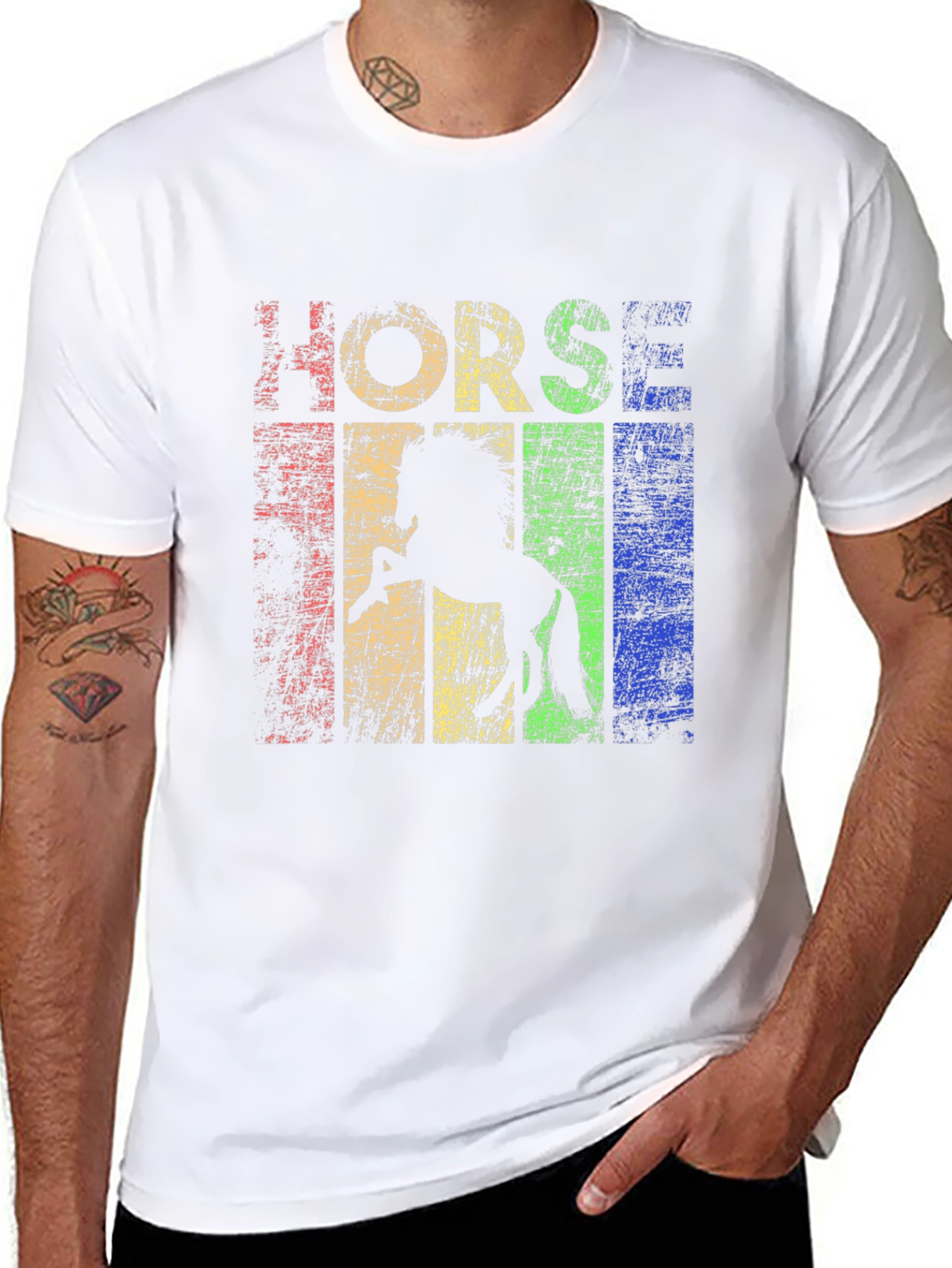 Retro Horse Graphic T-Shirt - Black