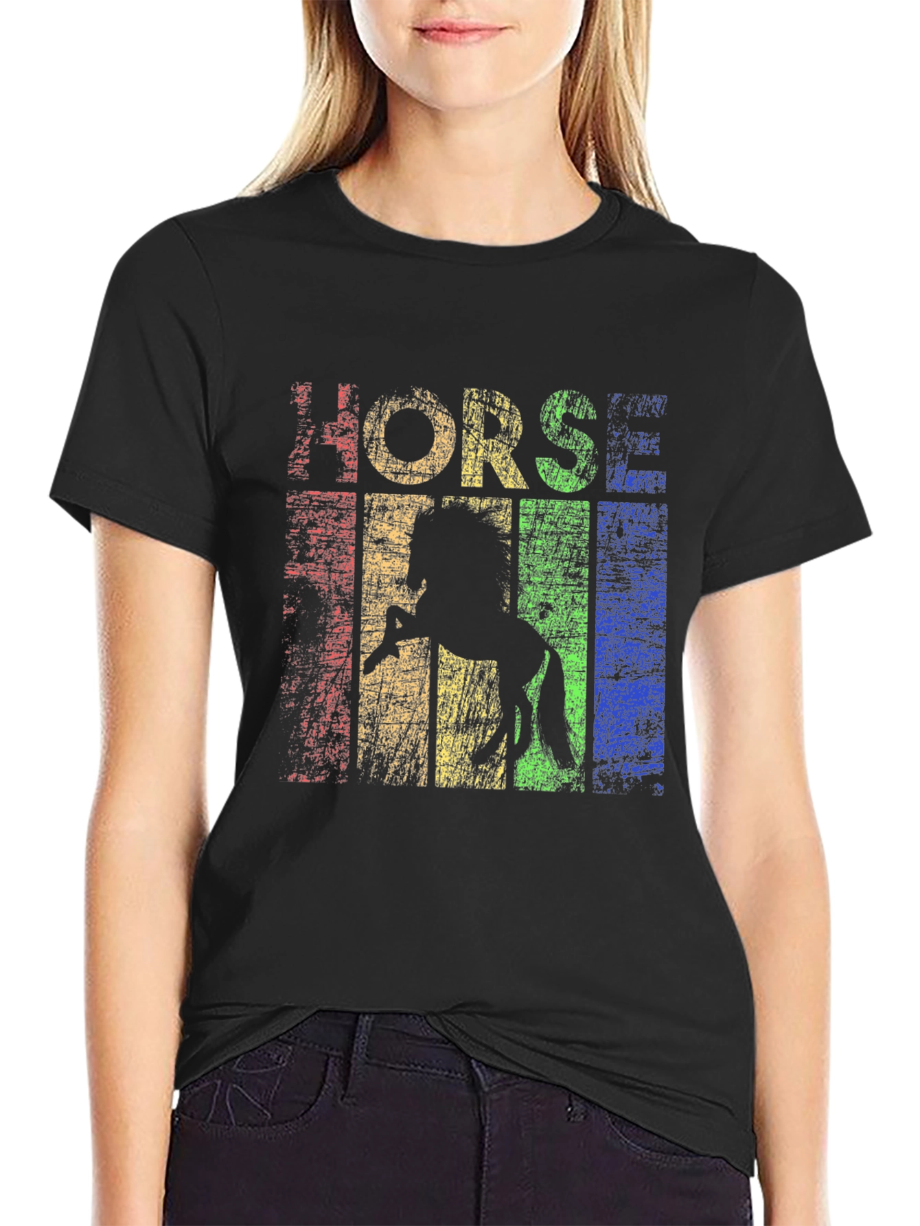 Retro Horse Graphic T-Shirt - Black